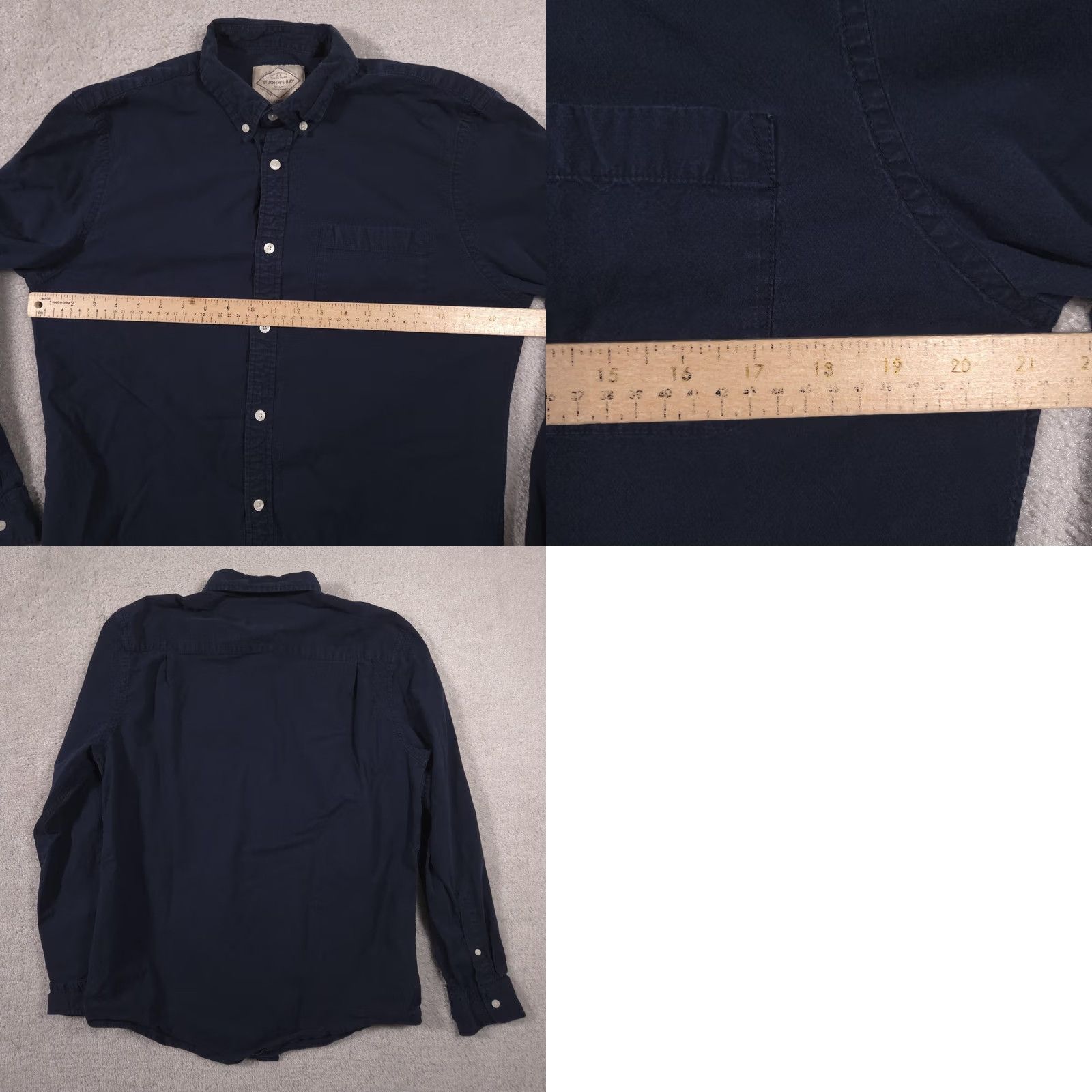 Vintage St. John's Bay Shirt Mens L Blue Solid Stretch Button Front Long Sleeve Casual Size US L / EU 52-54 / 3 - 8 Thumbnail