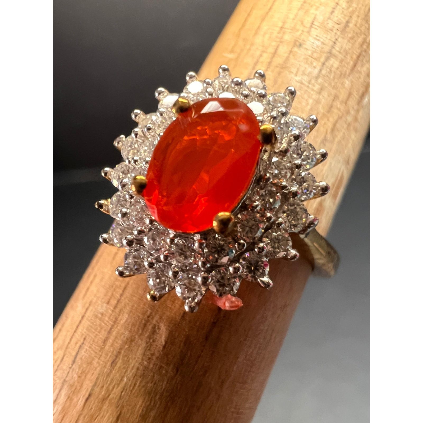 Other Mexican Cherry fire opal moissanite ring in vermeil size 5 Size ONE SIZE - 2 Thumbnail