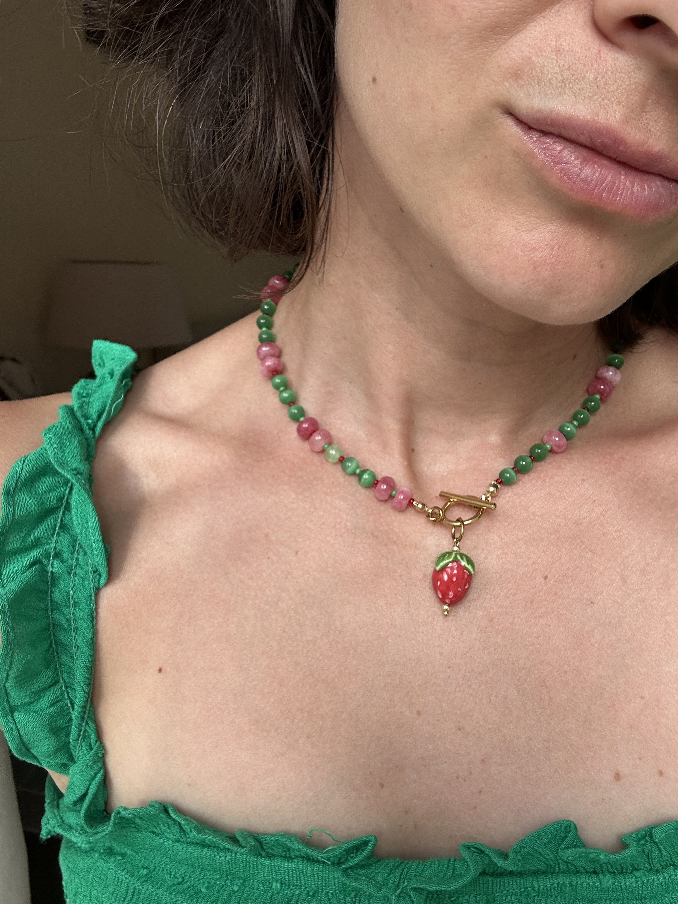 Other "Strawberry Heart" Ceramic & Gemstone Jewelry Set Size ONE SIZE - 5 Thumbnail