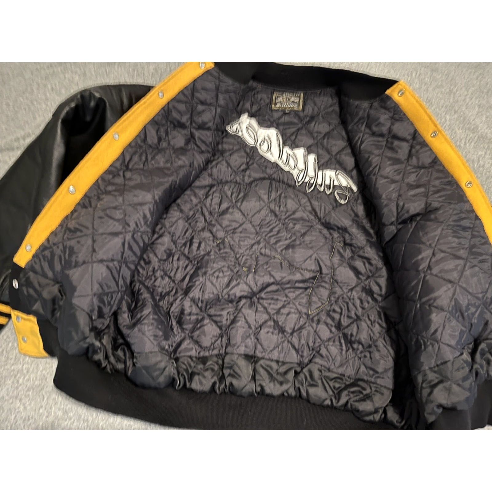 Holloway Holloway Varsity Jacket Wool Leather Yellow Black 3XL Mens Shirt Jacket? Size US XXL / EU 58 / 5 - 2 Thumbnail
