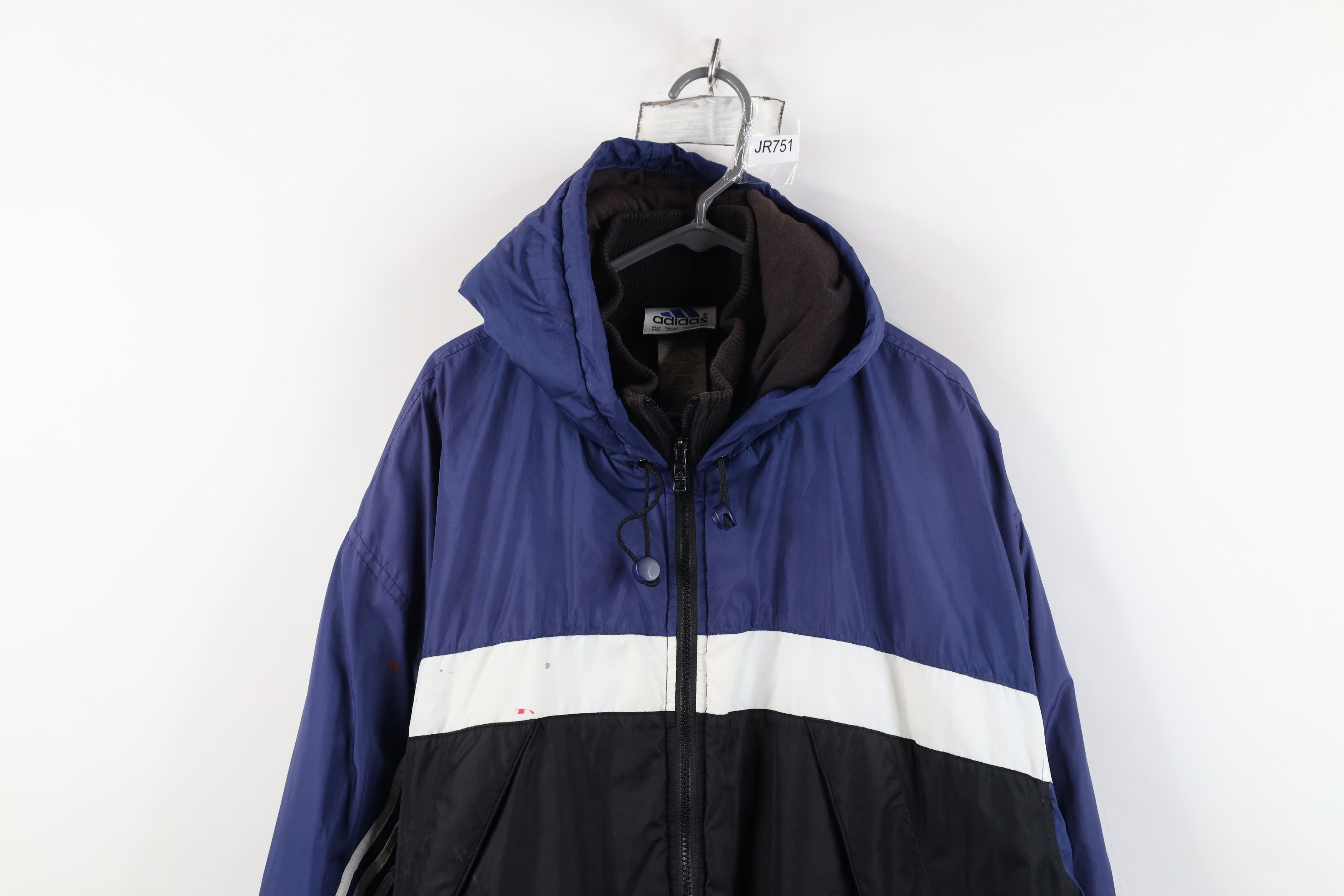 Adidas Vintage 90s Adidas Spell Out Hooded Puffer Jacket Coat Size US XXL / EU 58 / 5 - 2 Thumbnail