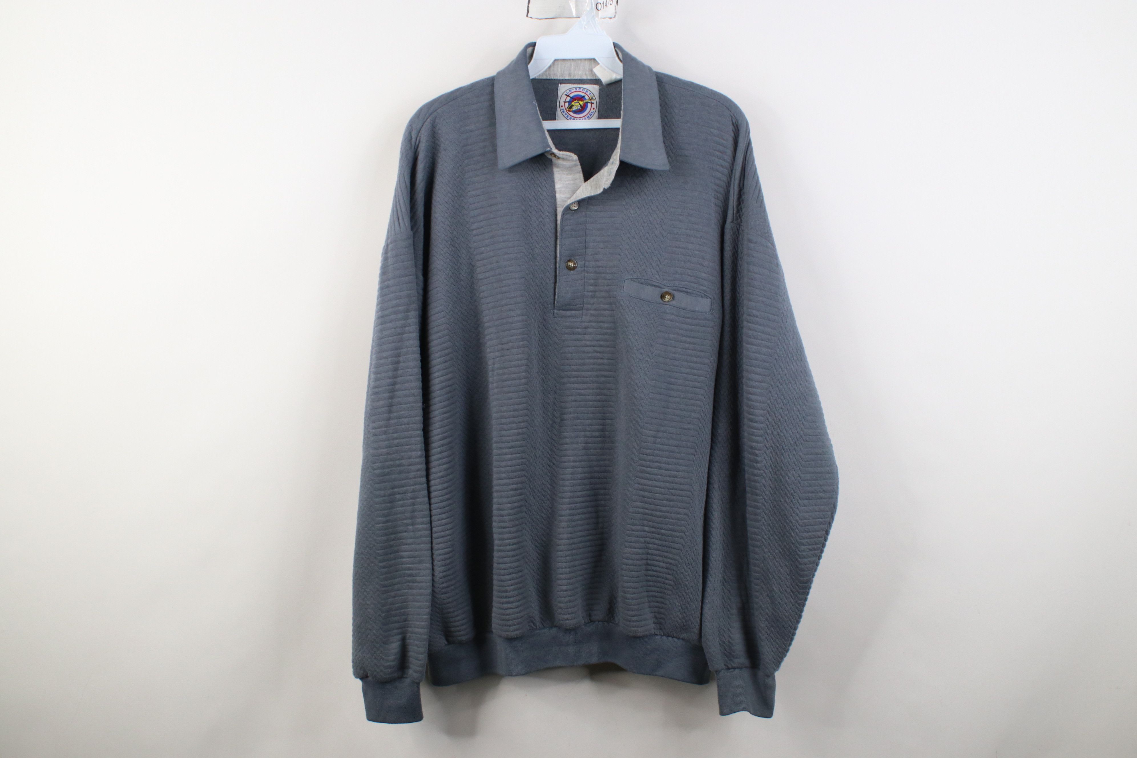 Vintage Vintage 90s Streetwear Ribbed Knit Pullover Polo Shirt Size US L / EU 52-54 / 3 - 1 Thumbnail