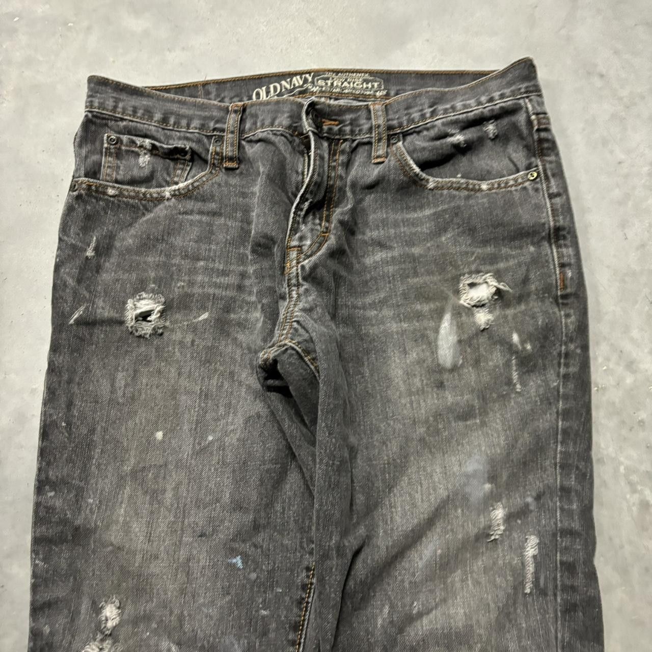 Japanese Brand × Vintage Crazy Vintage Y2K/2000s Grunge Faded Black Distressed Denim Jeans! Size US 33 - 5 Thumbnail