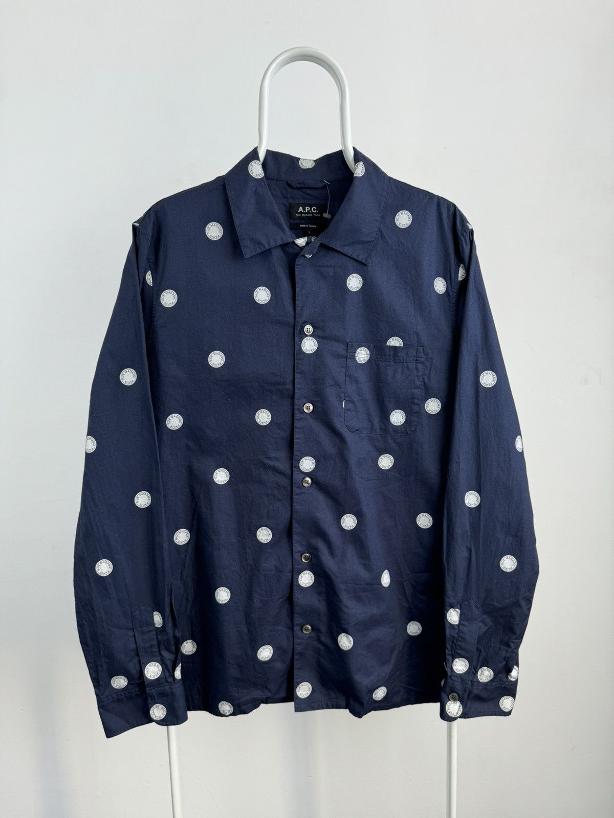 A.P.C. Rue Madame Paris Monogram Long Sleeve Shirt