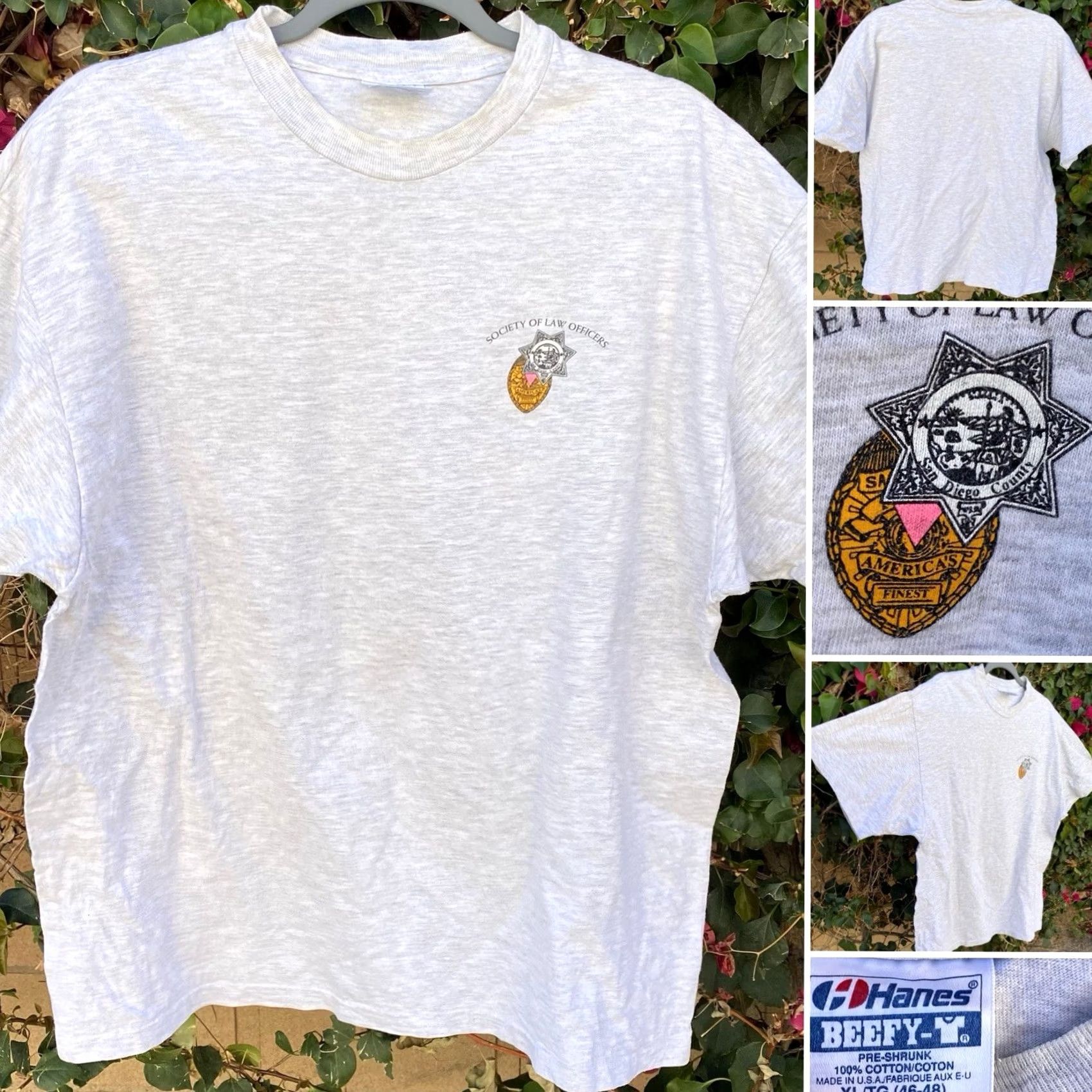 Hanes VINTAGE Hanes San Diego County T Shirt Single Stitch XL Gray Cotton Graphic Print Mens California 90s Size US XL / EU 56 / 4 - 2 Thumbnail