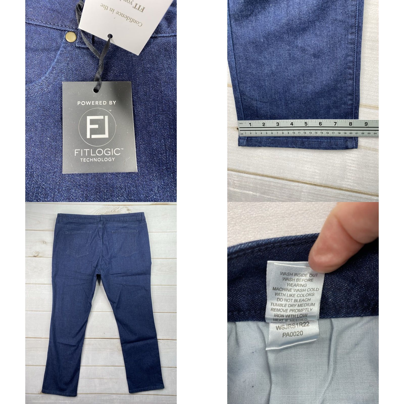 Vintage Measure & Made Jeans Sz 20 Dard Wash Denim Fitlogic Straight NWT Ladies Women's Plus Size 20 Blue Denim Straight Jeans Size 42" / US 20 - 8 Thumbnail