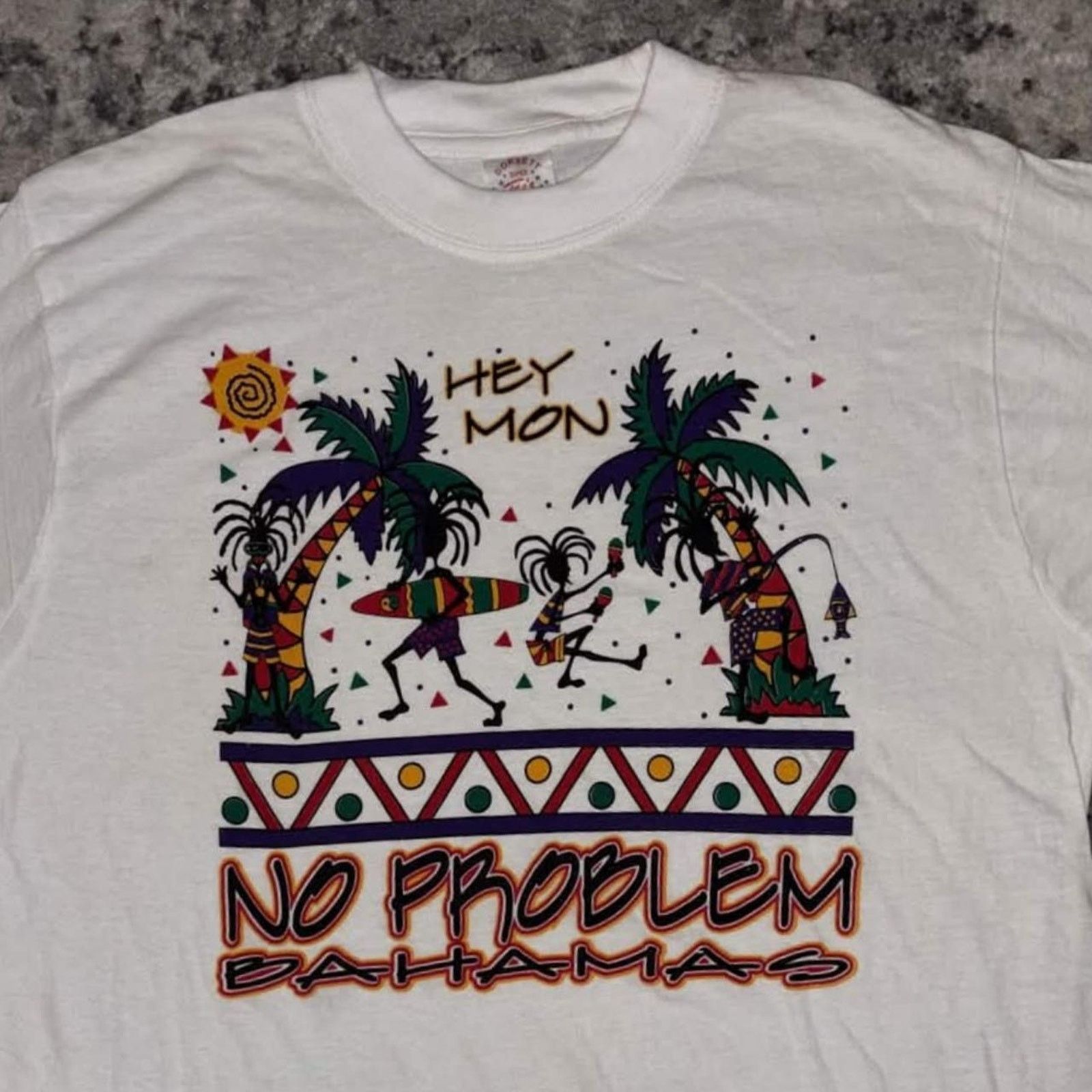 Other Vintage 90s Bahamas Hey Mon, No Problem Tourist Tee Size US M / EU 48-50 / 2 - 1 Thumbnail