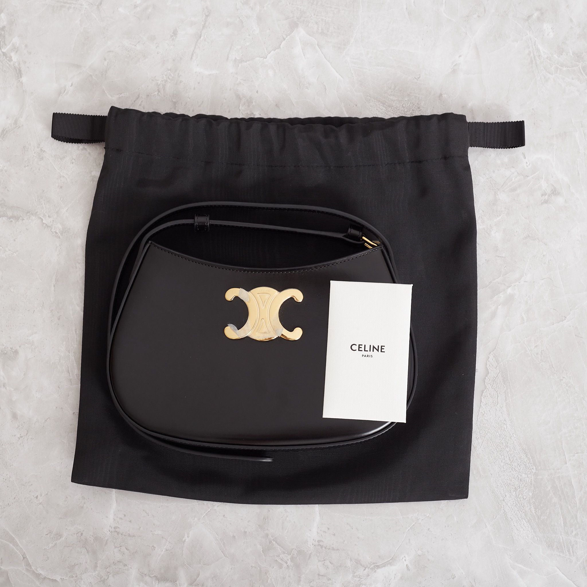 CELINE Medium Tilly Bag In Shiny Calfskin BLACK