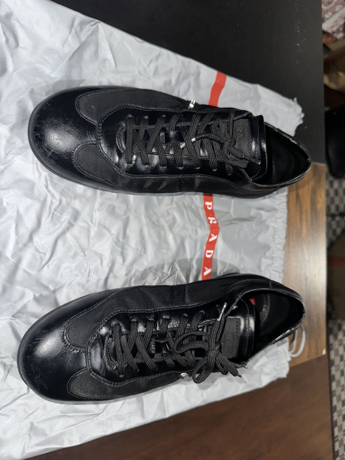 image of Milano Uomo x Prada Milano Leather Shoes in Black, Men's (Size 8)