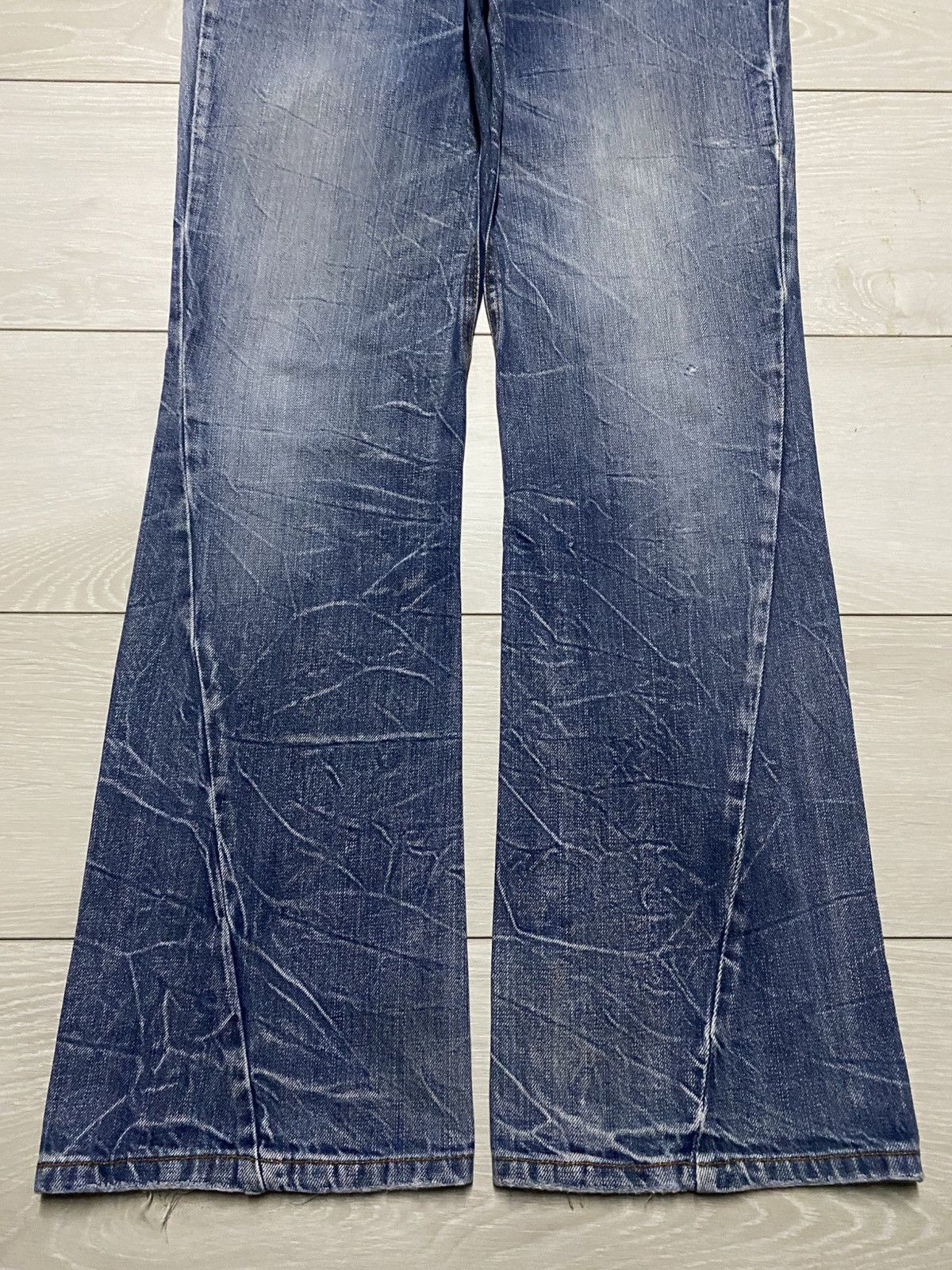 Tornado Mart 💥Flare💥Nylaus Distressed Denim Twist leg Pants Size US 32 / EU 48 - 5 Thumbnail