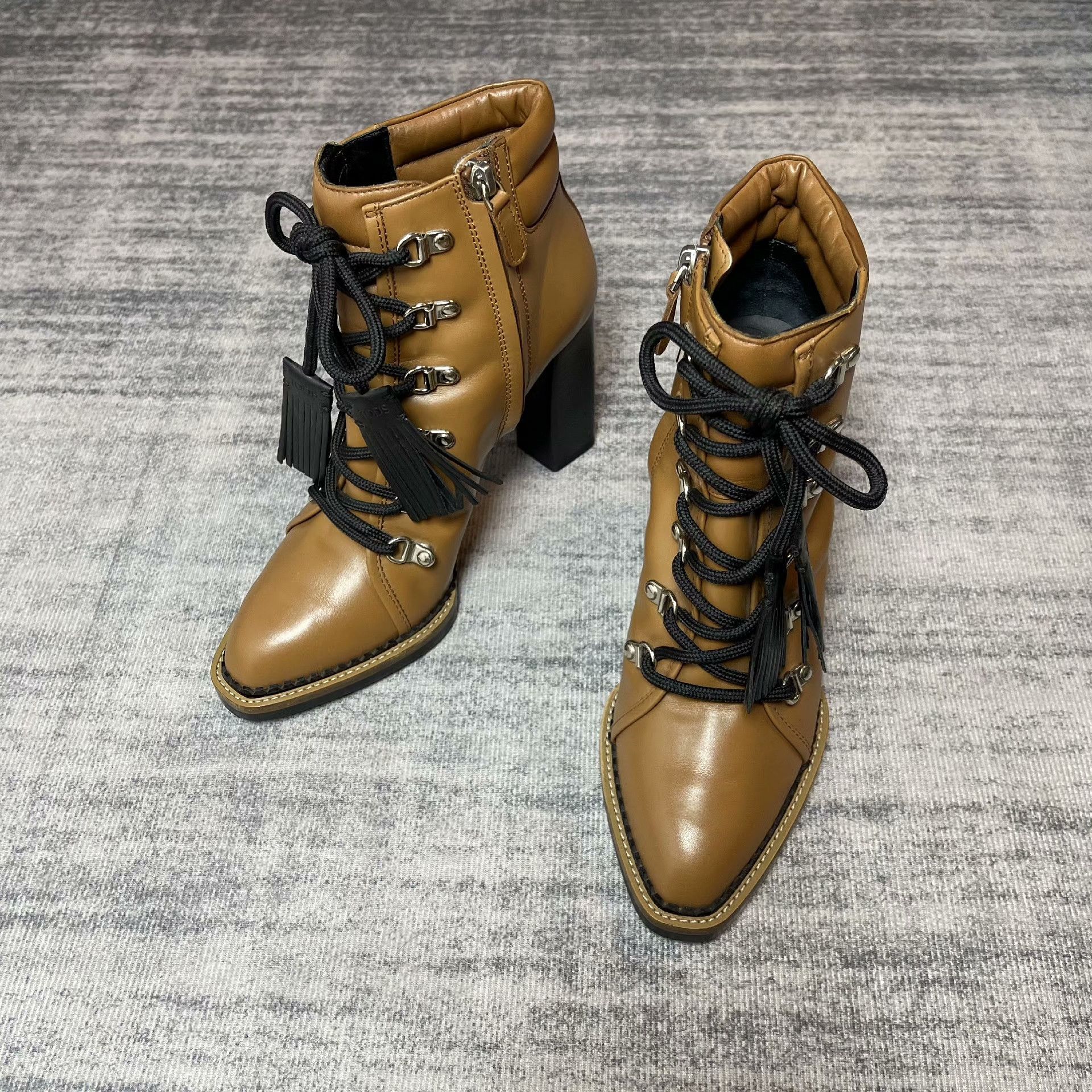 Tod's TOD'S Lace-Up Tassel Heeled Martin Boots Size US 7.5 / IT 37.5 - 1 Thumbnail