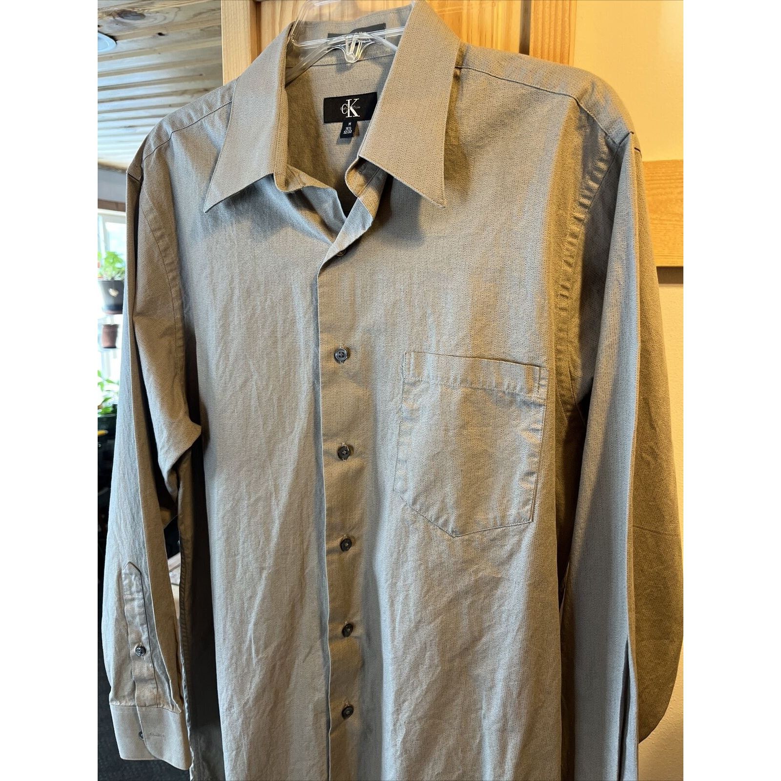Calvin Klein Calvin Klein Men’s M 15.5 32/33 Brown Khaki LS Cotton Shirt Size US M / EU 48-50 / 2 - 10 Thumbnail