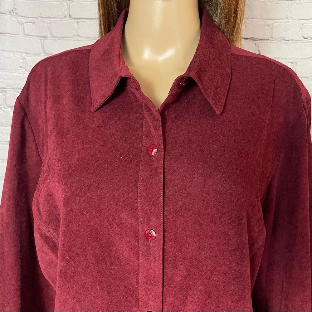 Other Norton McNaughton Bordo Wine Faux Suede Sleeve Embroidered Size XXL / US 16-18 / IT 52-54 - 2 Thumbnail