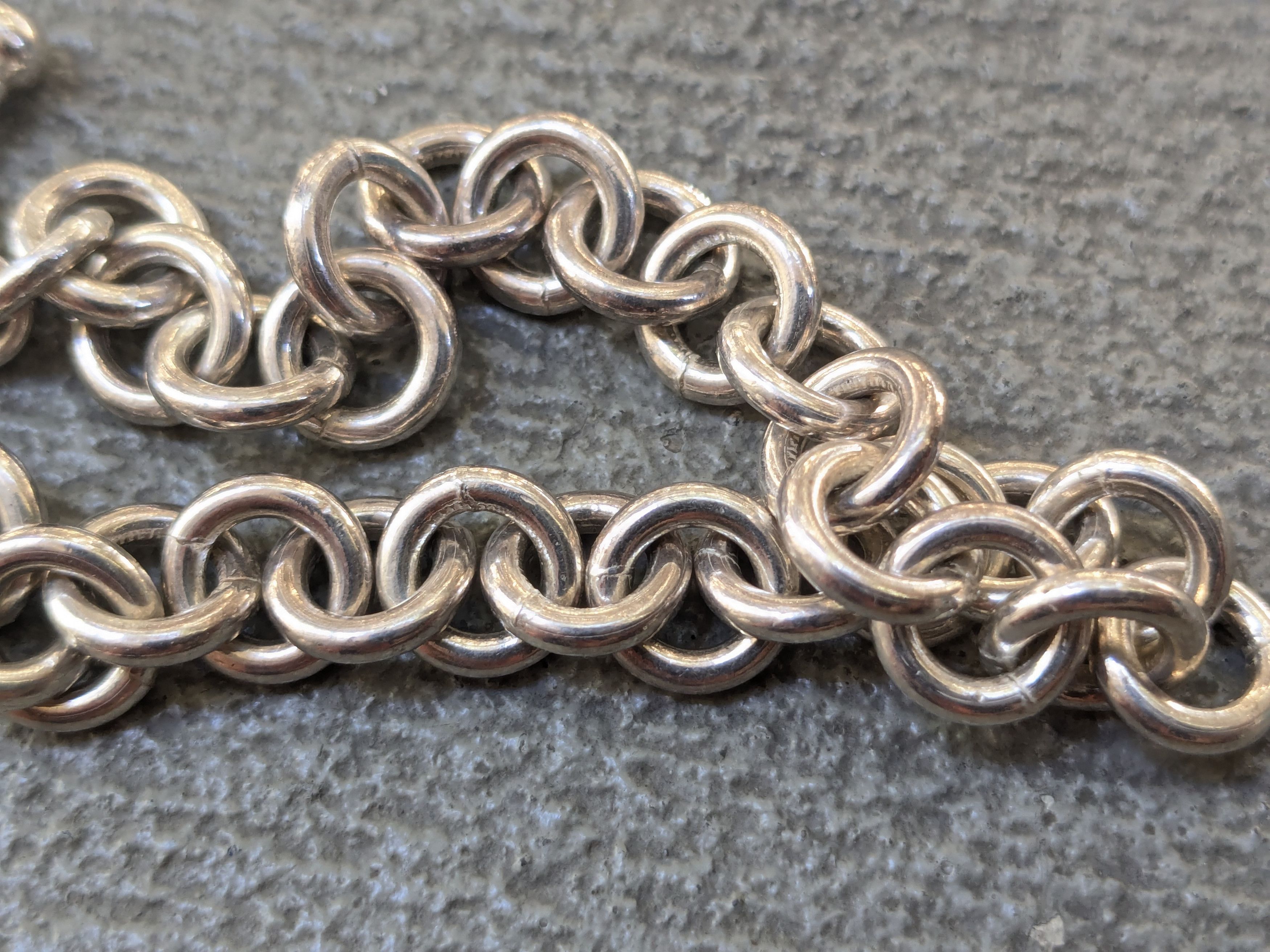 Jewelry Vintage Sterling Silver Bracelet Rolo Round 7.5" Chain Link Size ONE SIZE - 9 Thumbnail