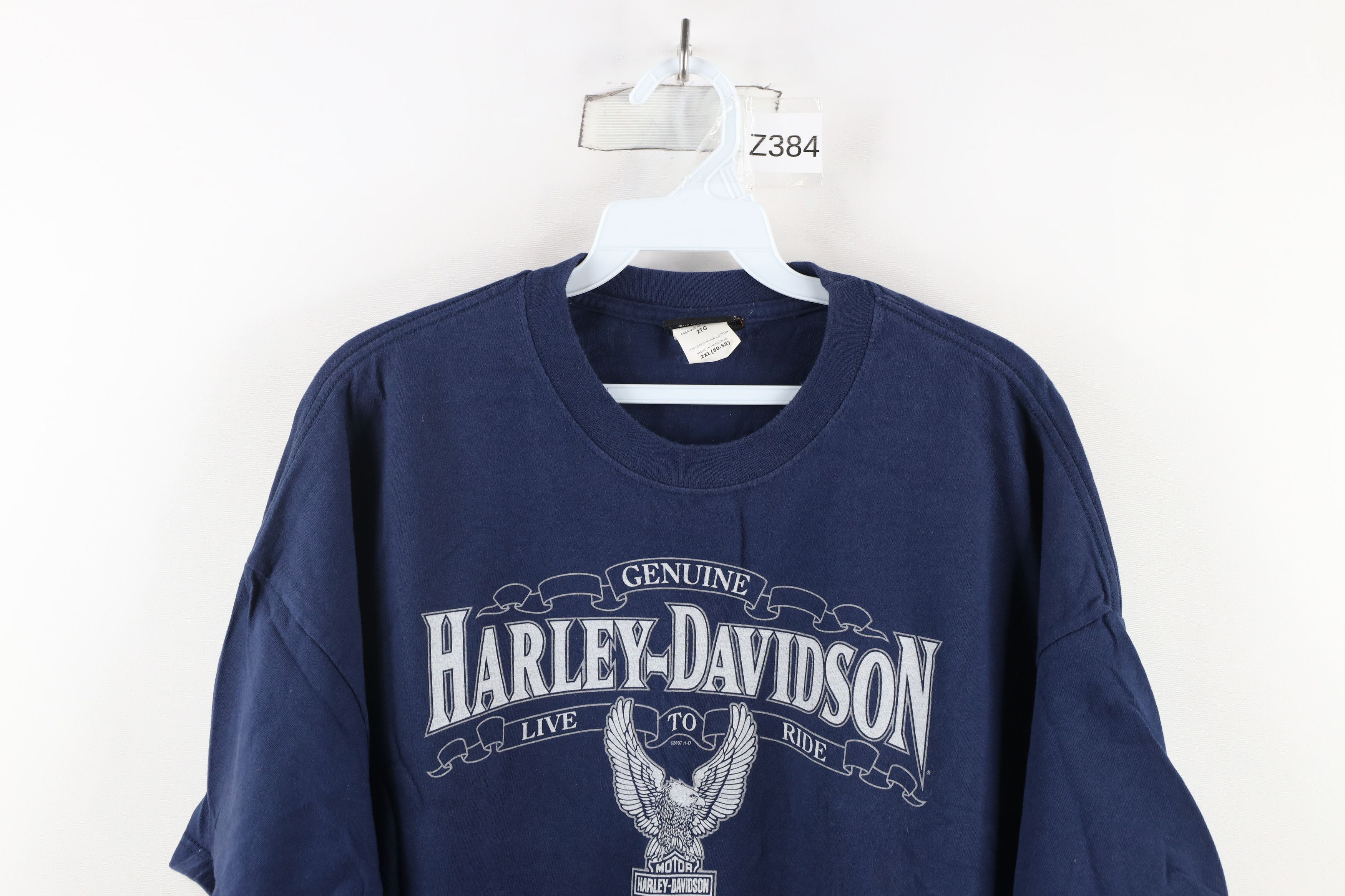 Harley Davidson × Vintage Vintage Y2K 2007 Harley Davidson Eagle Kuwait T-Shirt Blue Size US XXL / EU 58 / 5 - 2 Thumbnail