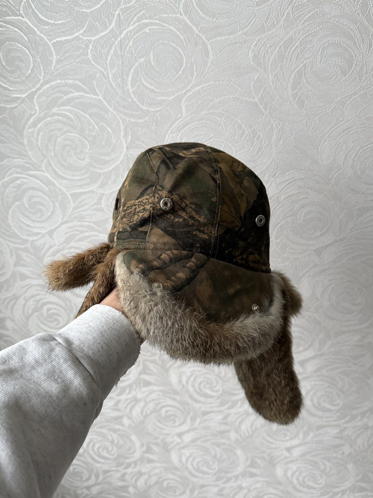Realtree Rabbit Fur Earflap Hat Ushanka Camo Tree Y2K FRR Canada Rare Size ONE SIZE - 6 Thumbnail