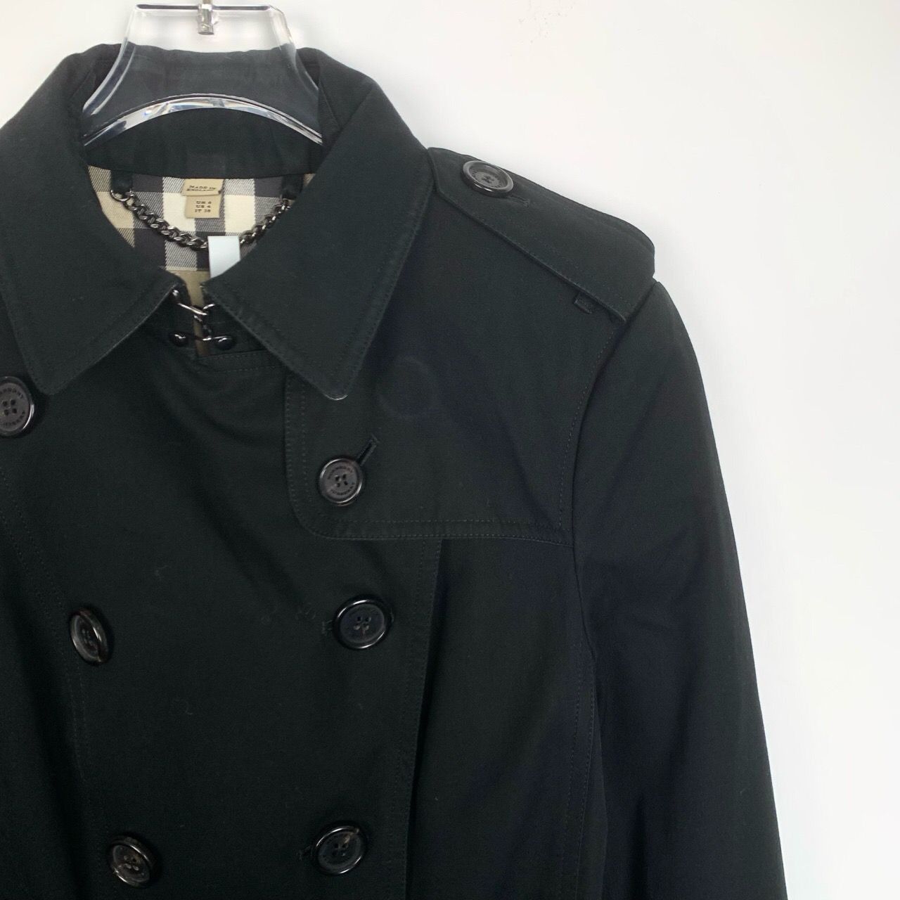 Burberry [Burberry] Double-Breasted Belted Trench Coat 38 Black Size XS / US 0-2 / IT 36-38 - 4 Thumbnail