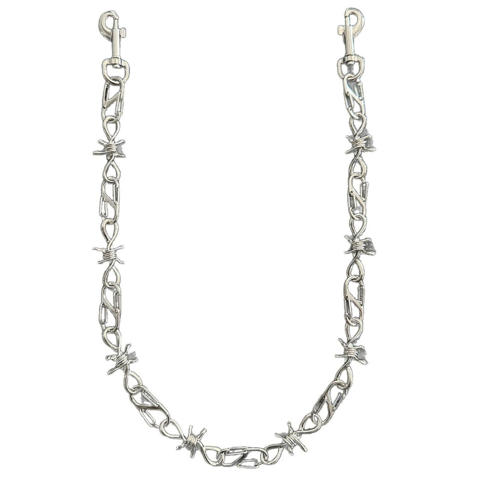 Vintage Silver Barbed Wire Wallet Chain, Edgy Metal Link Chain Size ONE SIZE - 5 Thumbnail