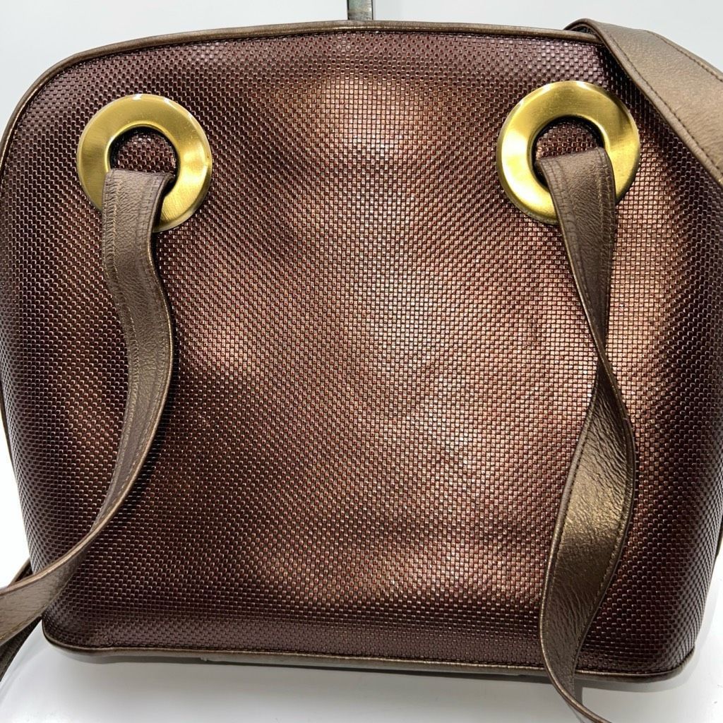 Stuart Weitzman Stuart Weitzman Made in Spain Vintage Pebbled Copper Leather with Lambskin Structured Bag Size ONE SIZE - 2 Thumbnail