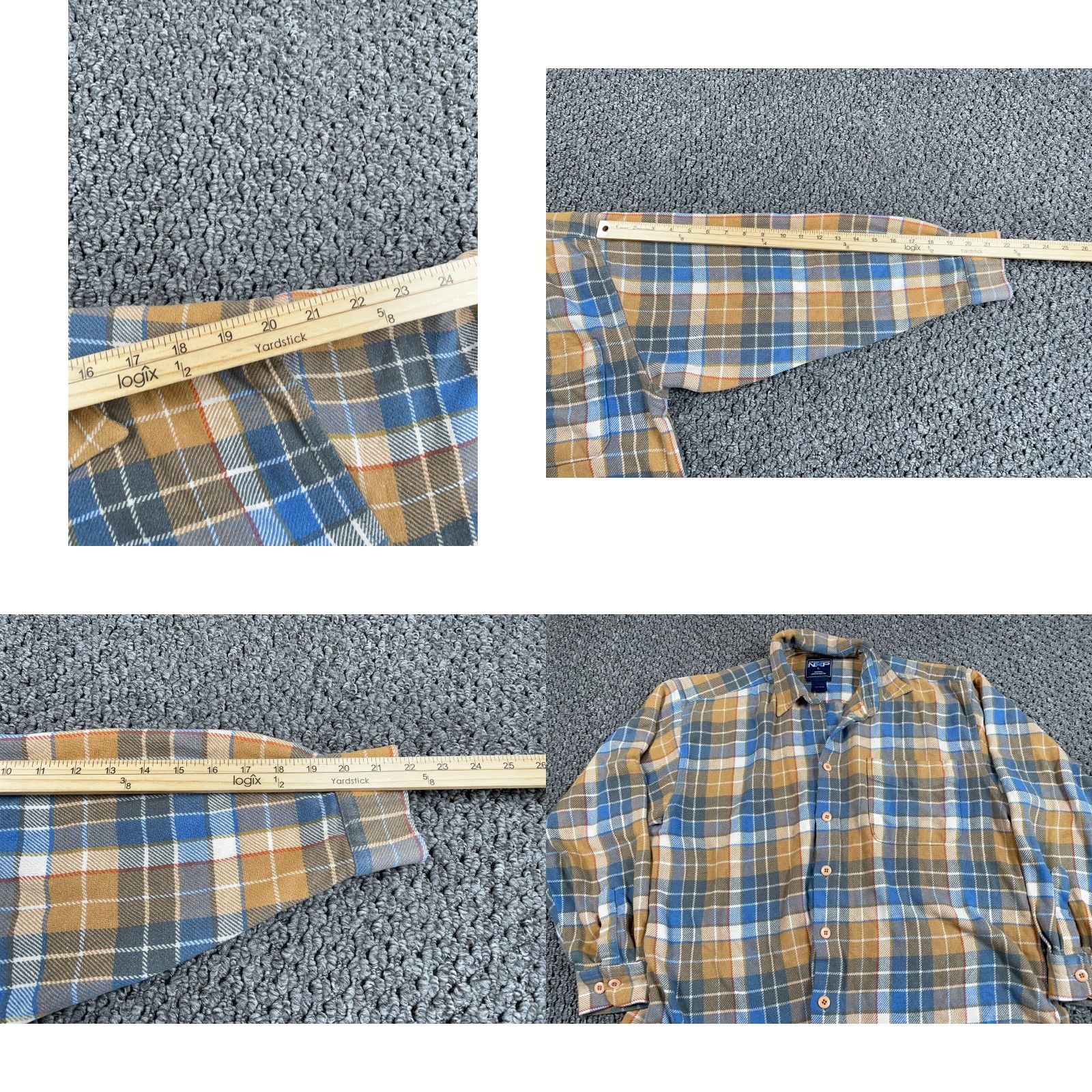 Vintage VINTAGE Northern Explosion Flannel Shirt Casual Workwear Plaid Beige Blue Button-Up Long Sleeve 80s Grunge Men Large - Shirt Size US L / EU 52-54 / 3 - 8 Thumbnail