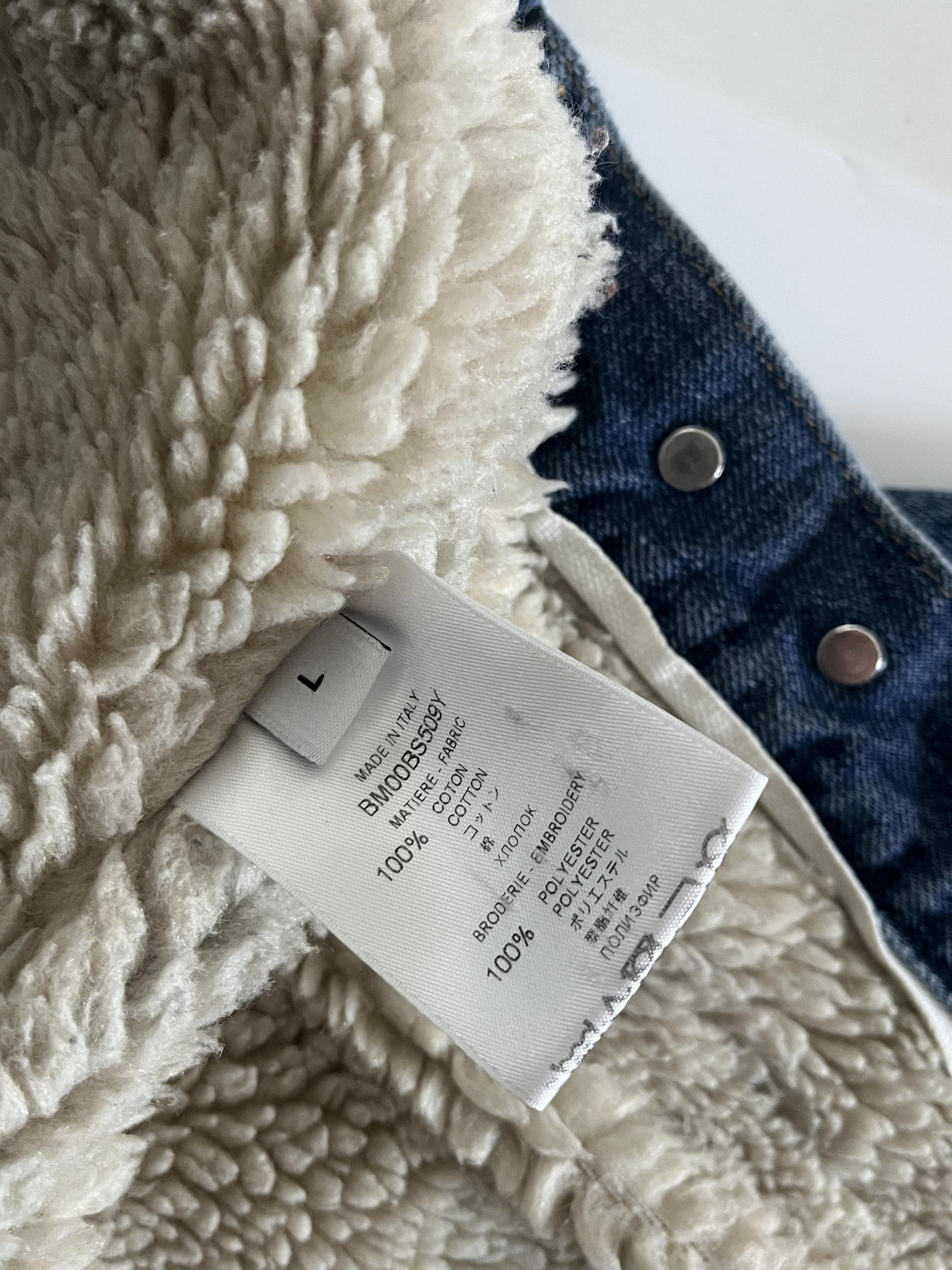 Givenchy GIVENCHY Paris Blue Denim Shearling Lined Trucker Jacket Size US L / EU 52-54 / 3 - 7 Thumbnail