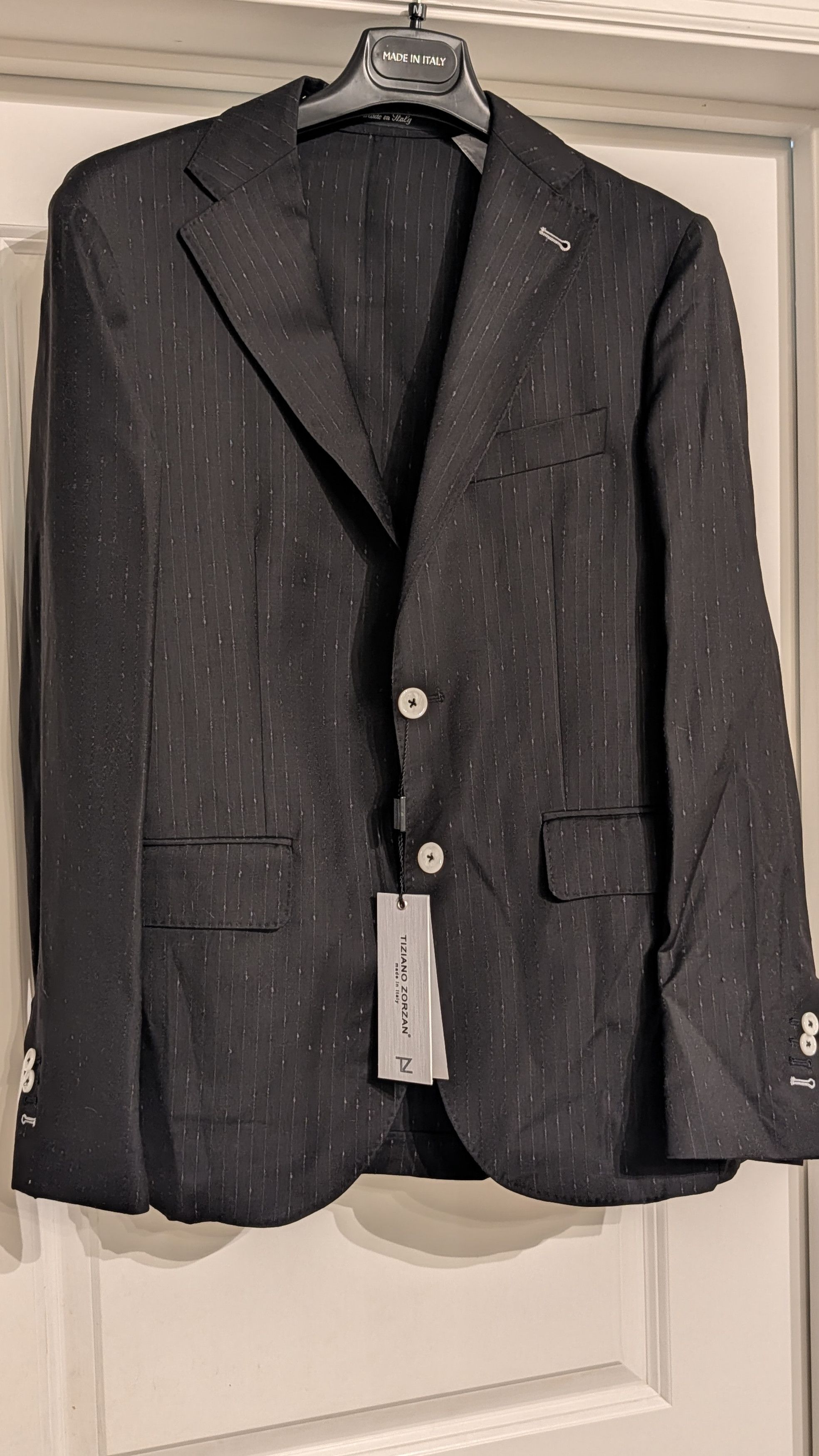 Other Designer Men's Black Blazer Made In Italy Luxury Wool Sz 48 Size 48R - 1 Thumbnail
