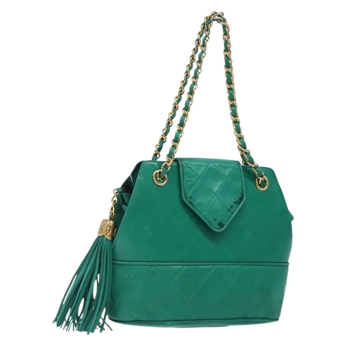 Chanel Chanel Chain Handbag Lamb Skin Green Gold CC Size ONE SIZE - 1 Thumbnail