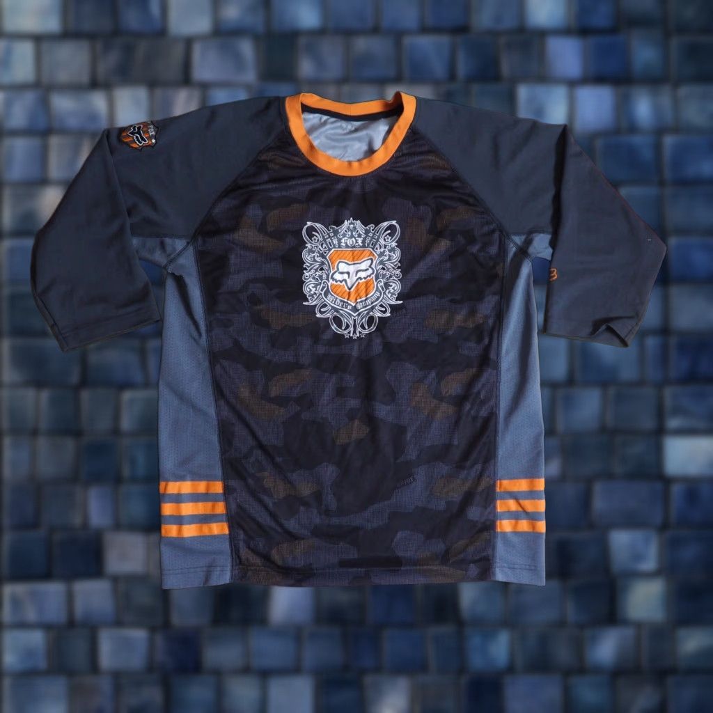 Fox Racing VTG Fox Racing Jersey Camouflage Gray Orange 3/4 Sleeve Mens L Size US L / EU 52-54 / 3 - 1 Thumbnail