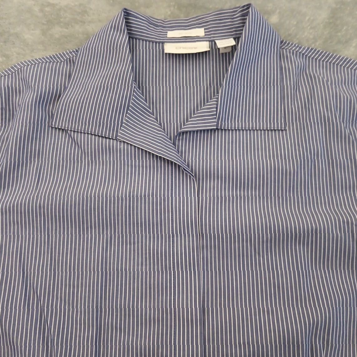Vintage Chico's Shirt Womens Button-Up Shirt Blue Striped Long Sleeve Cotton Size 3 Womens Mens? Size XS / US 0-2 / IT 36-38 - 2 Thumbnail