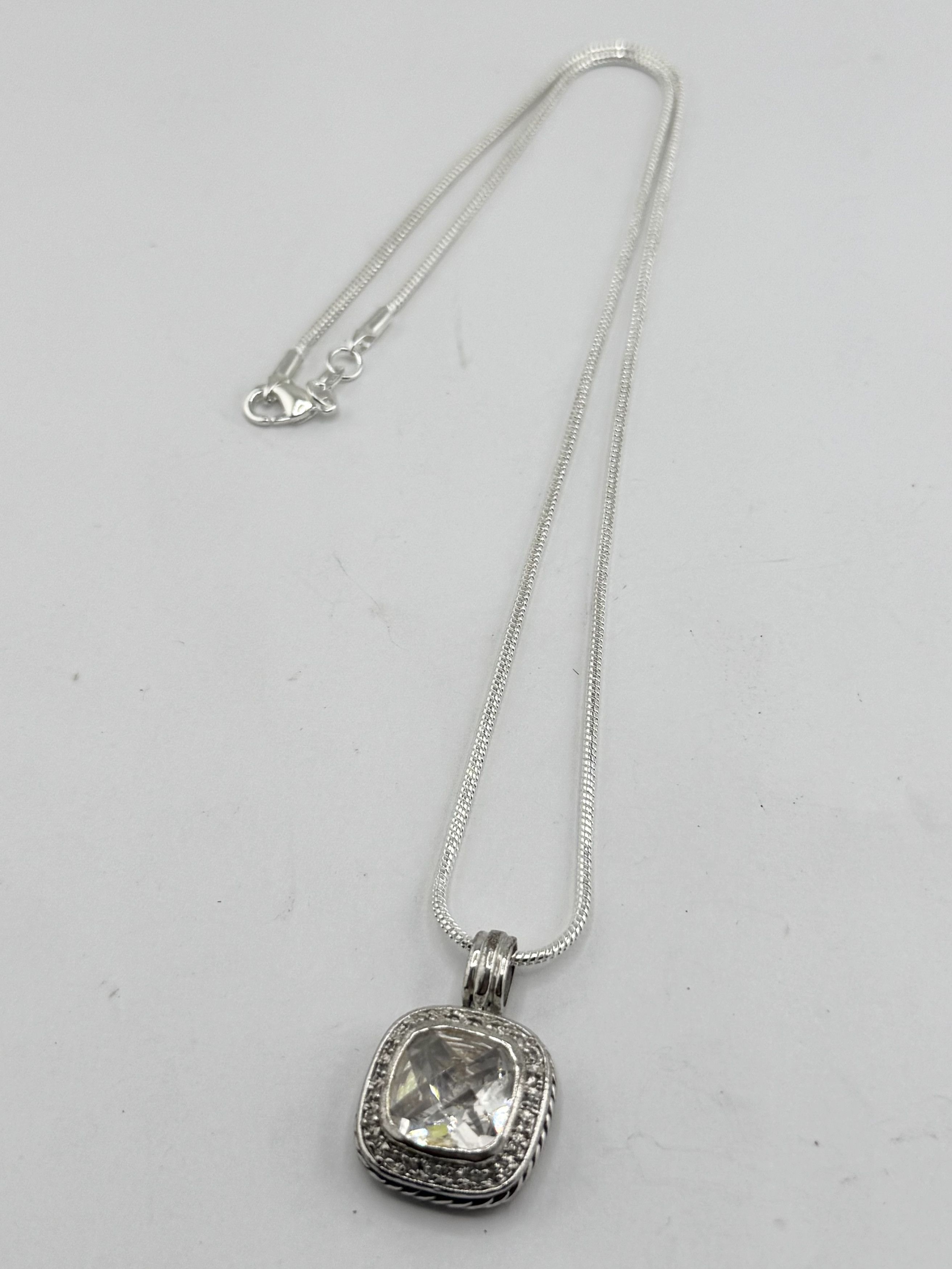 Vintage Vintage sterling silver CZ Stone charm necklace Size ONE SIZE - 3 Thumbnail