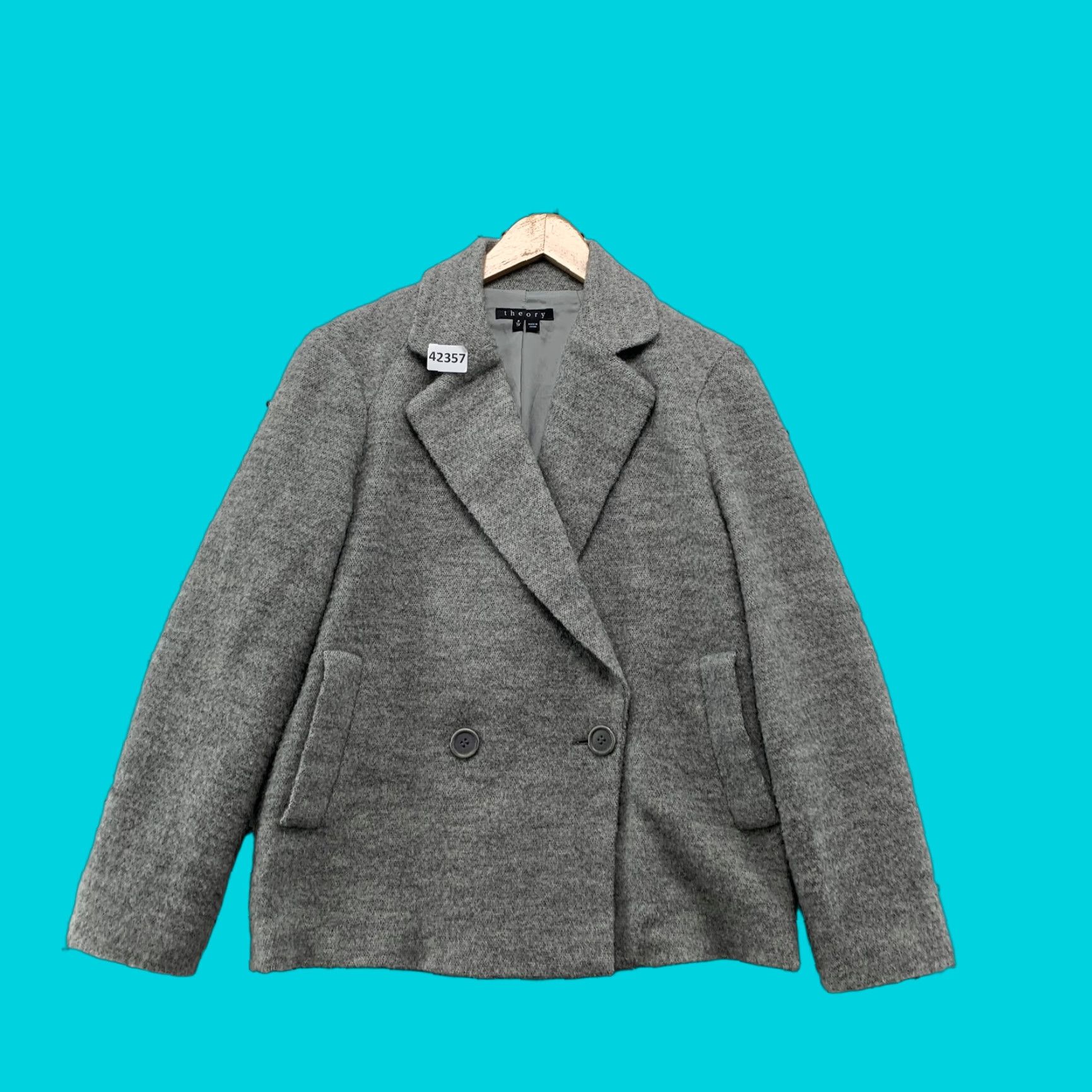 Theory VINTAGE Theory Blazer S Gray Alpaca Wool Casual Button Front Womens Size S / US 4 / IT 40 - 1 Thumbnail