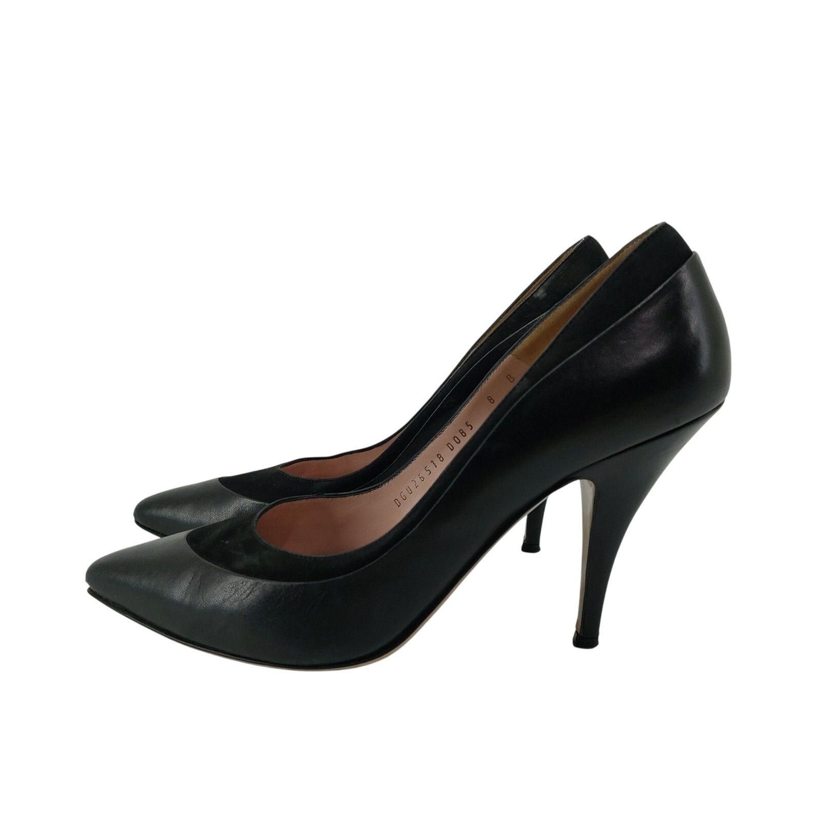 Salvatore Ferragamo Salvatore Ferragamo Black Pumps Suede Trimmed Leather 8 B Size US 8 / IT 38 - 1 Thumbnail