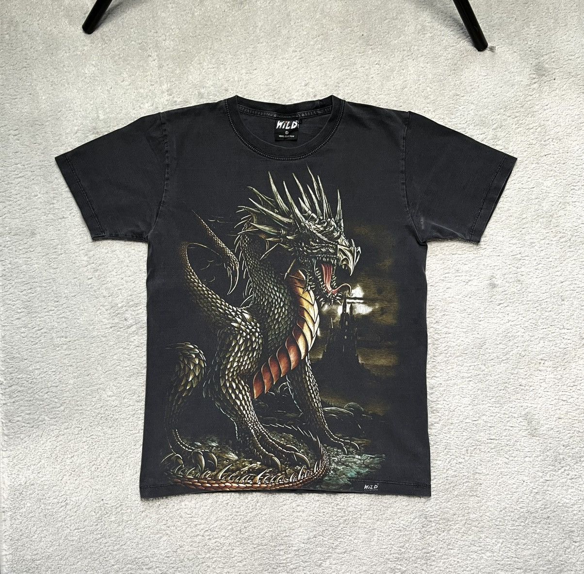 Vintage Vintage Black Green T-Shirt Tee Big Print Dragon Fantasy Size US S / EU 44-46 / 1 - 1 Thumbnail