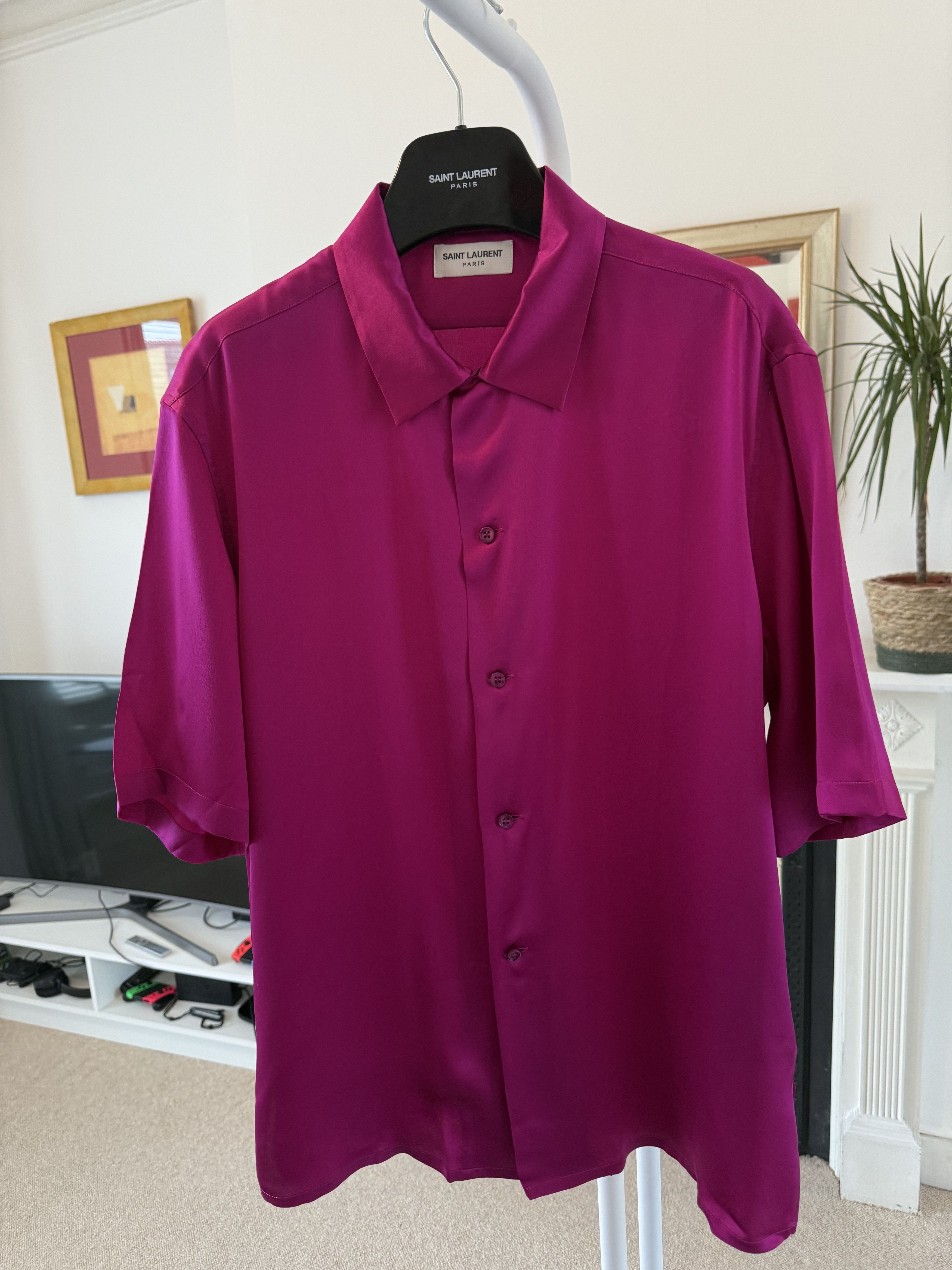 Saint Laurent Paris Saint Laurent Satin Pink Silk Shirt Size US M / EU 48-50 / 2 - 7 Thumbnail