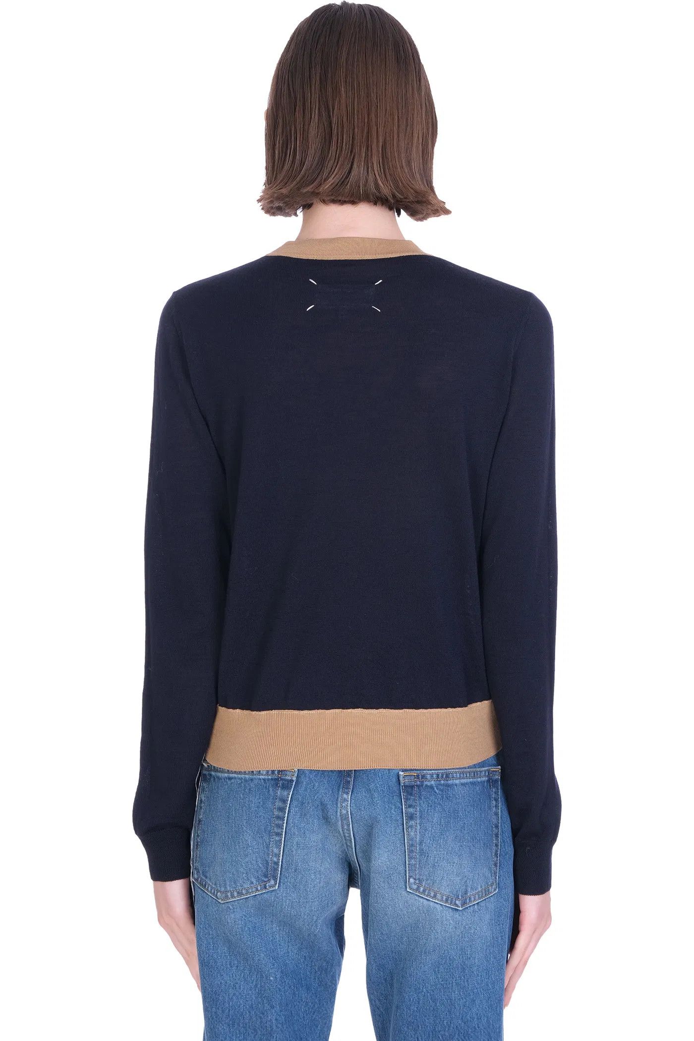 Maison Margiela o1y0625 Crewneck Sweater in Midnight Blue/Camel Size S / US 4 / IT 40 - 3 Thumbnail
