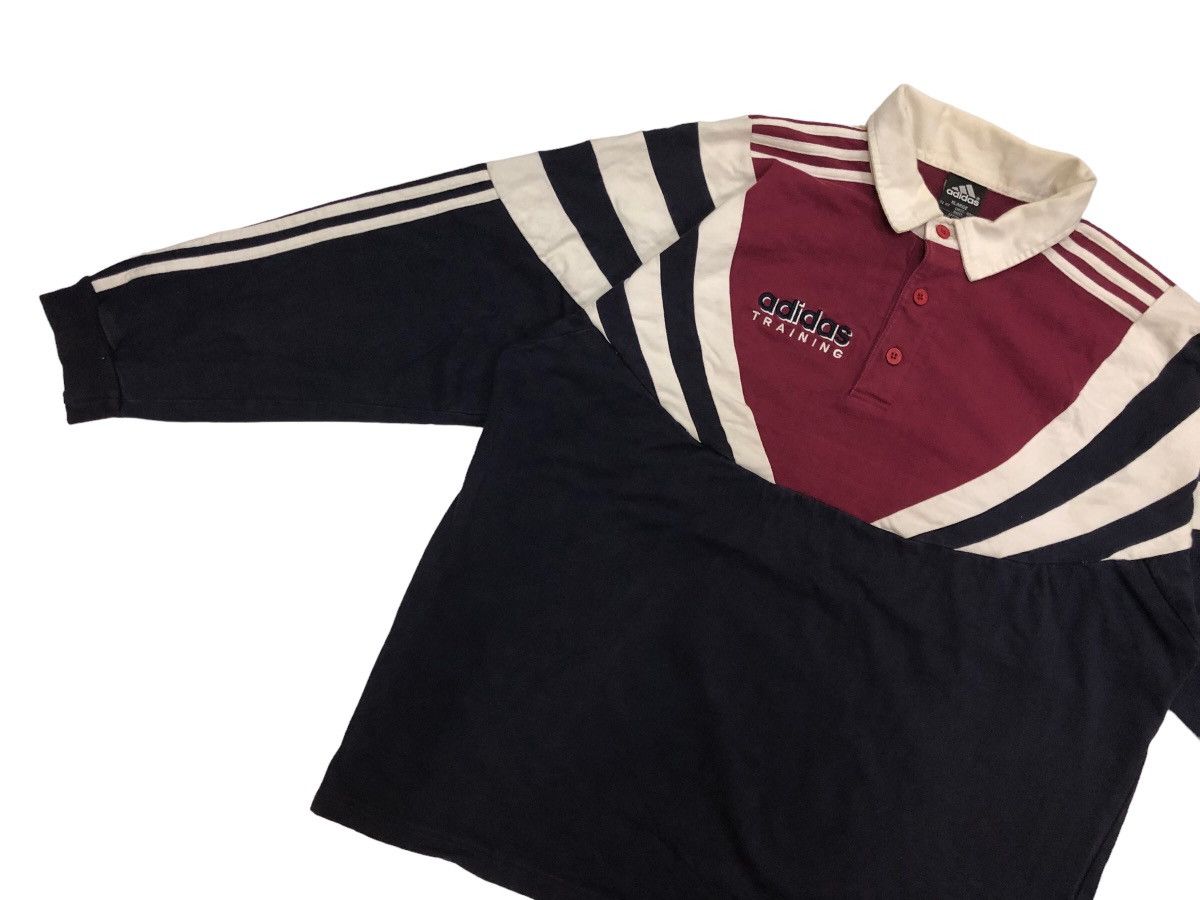 Adidas × Vintage DOPE 🔥 90s ADIDAS TRAINING RUGBY SHIRT TRICOLOUR RARE STRIPE Size US XL / EU 56 / 4 - 3 Thumbnail