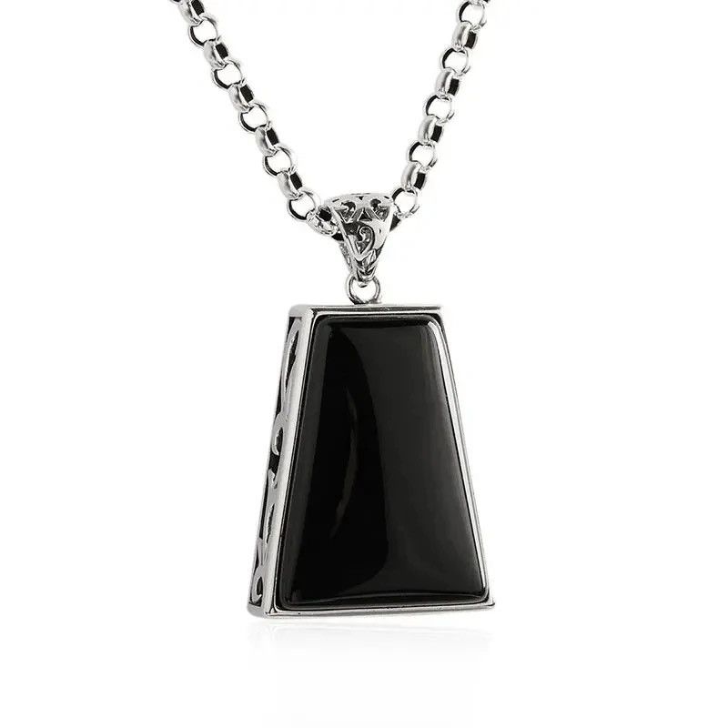 Jewelry Original design geometric black agate pendant necklace Size ONE SIZE - 6 Thumbnail