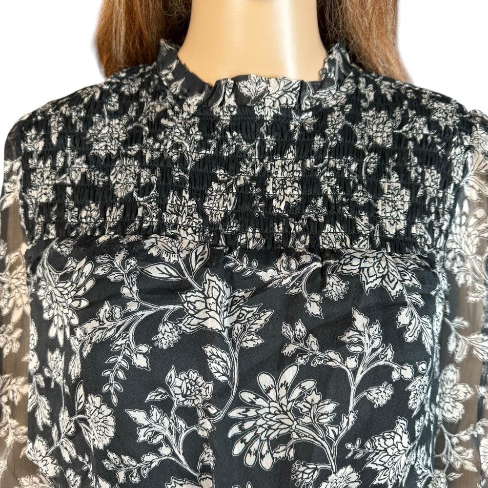 Other AQUA Floral Print Smocked Mini Dress Size L Size L / US 10 / IT 46 - 4 Thumbnail