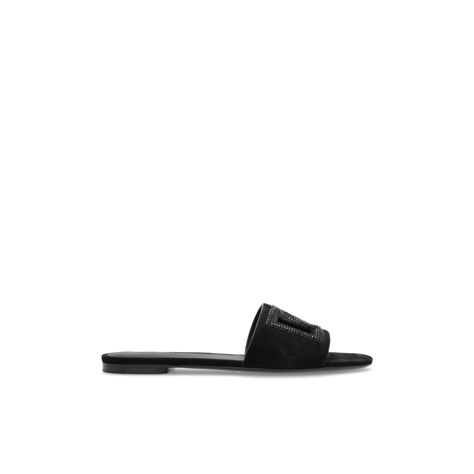 DOLCE&GABBANA DG Black Leather Slides New & Authentic (Women