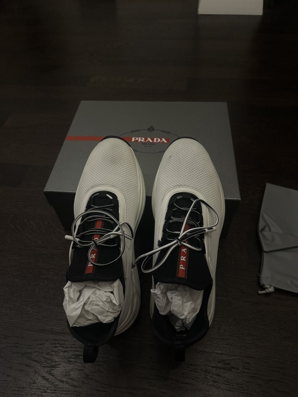 Prada Prada Neoprene Logo White Women's Size US 5 / IT 35 - 1 Thumbnail