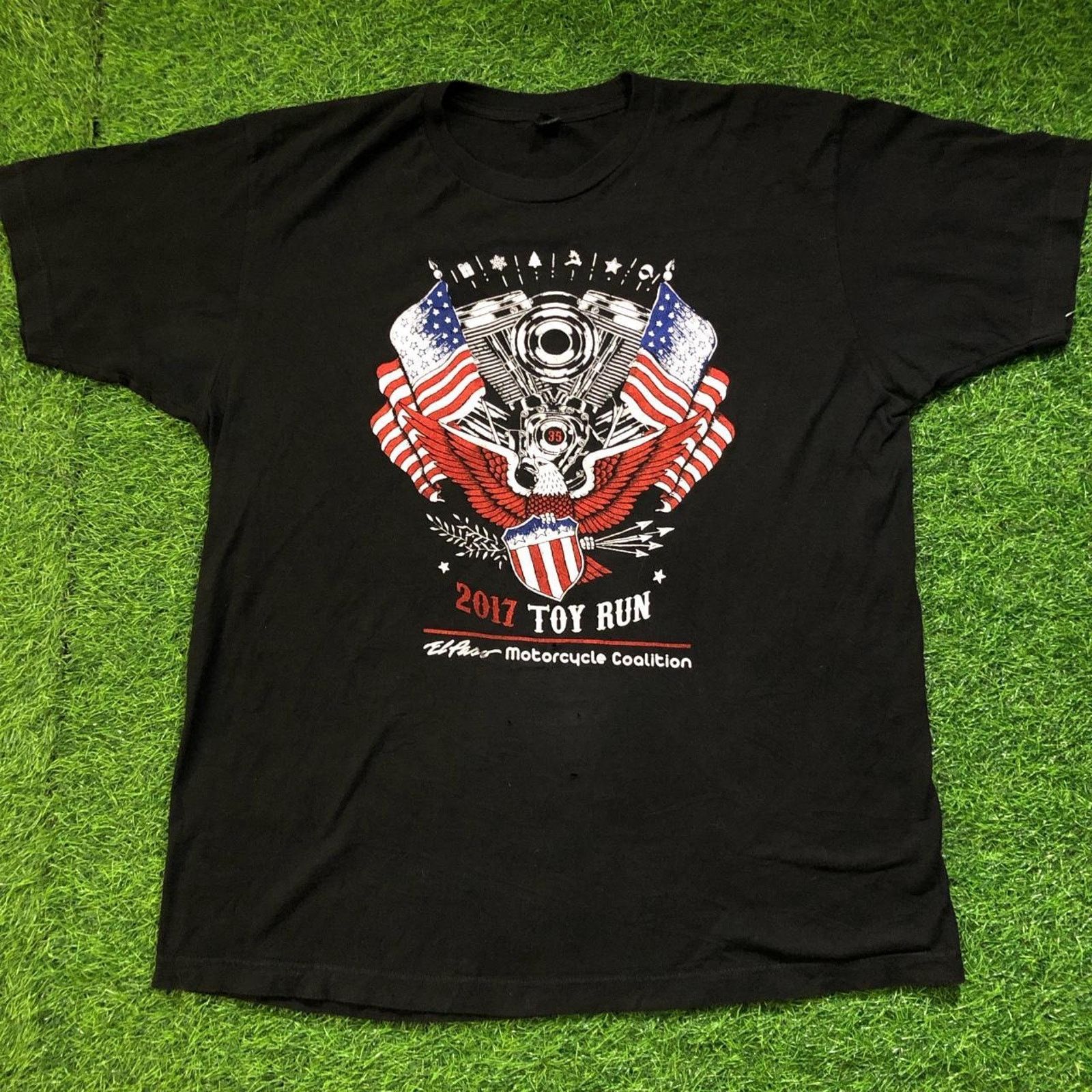 Tultex Men’s Black El Paso Motorcycle Toy Run Graphic Tee Size US XL / EU 56 / 4 - 1 Thumbnail