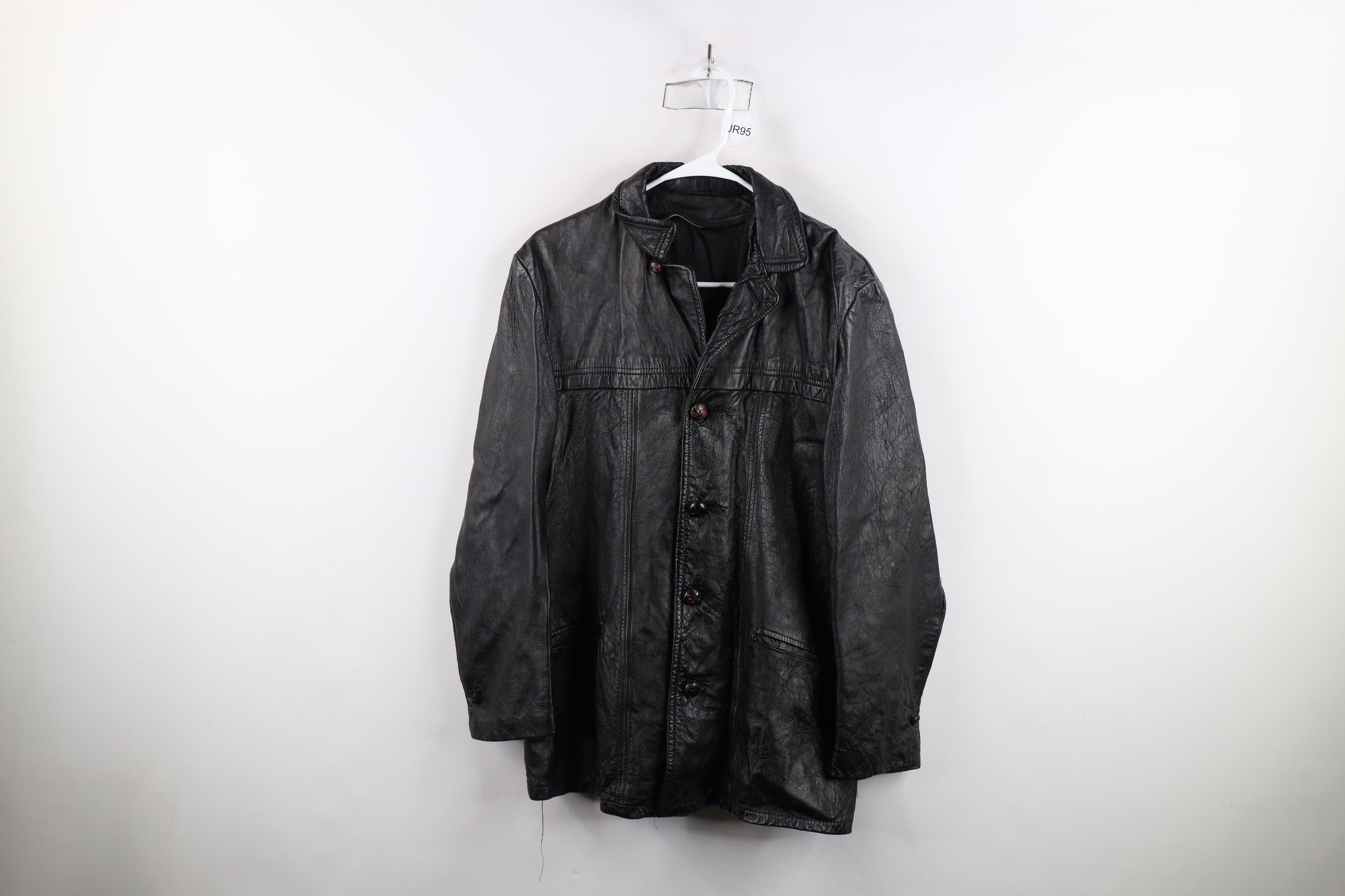 Vintage Vintage 70s Streetwear Full Button Leather Jacket Black Size US L / EU 52-54 / 3 - 1 Thumbnail