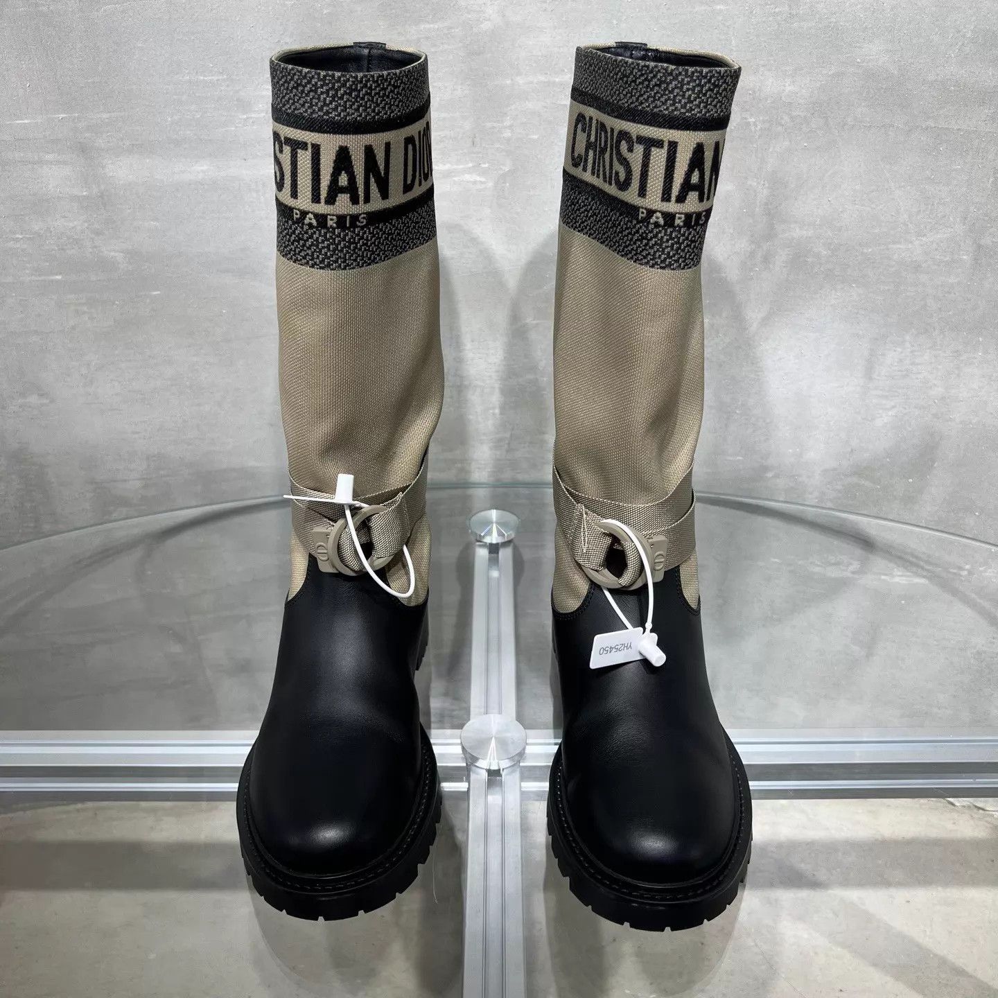 Dior Dior D-Major khaki colorblocked riding boots size 38.5 Size US 8 / IT 38 - 1 Thumbnail