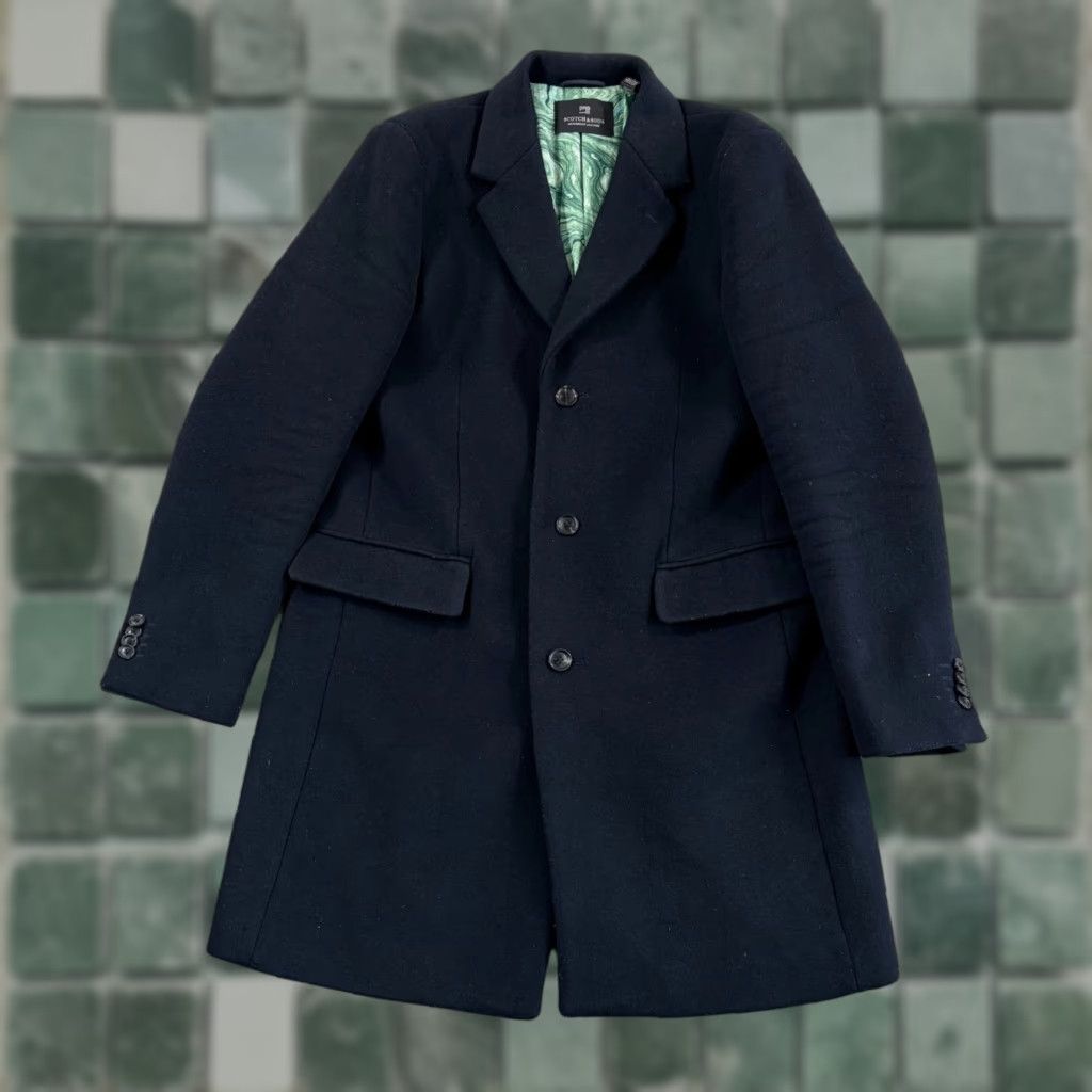 Scotch & Soda Scotch & Soda Amsterdam Wool-Blend Overcoat Men L Blue Solid Button Long Coat Casual Formal 6? Size US L / EU 52-54 / 3 - 1 Thumbnail