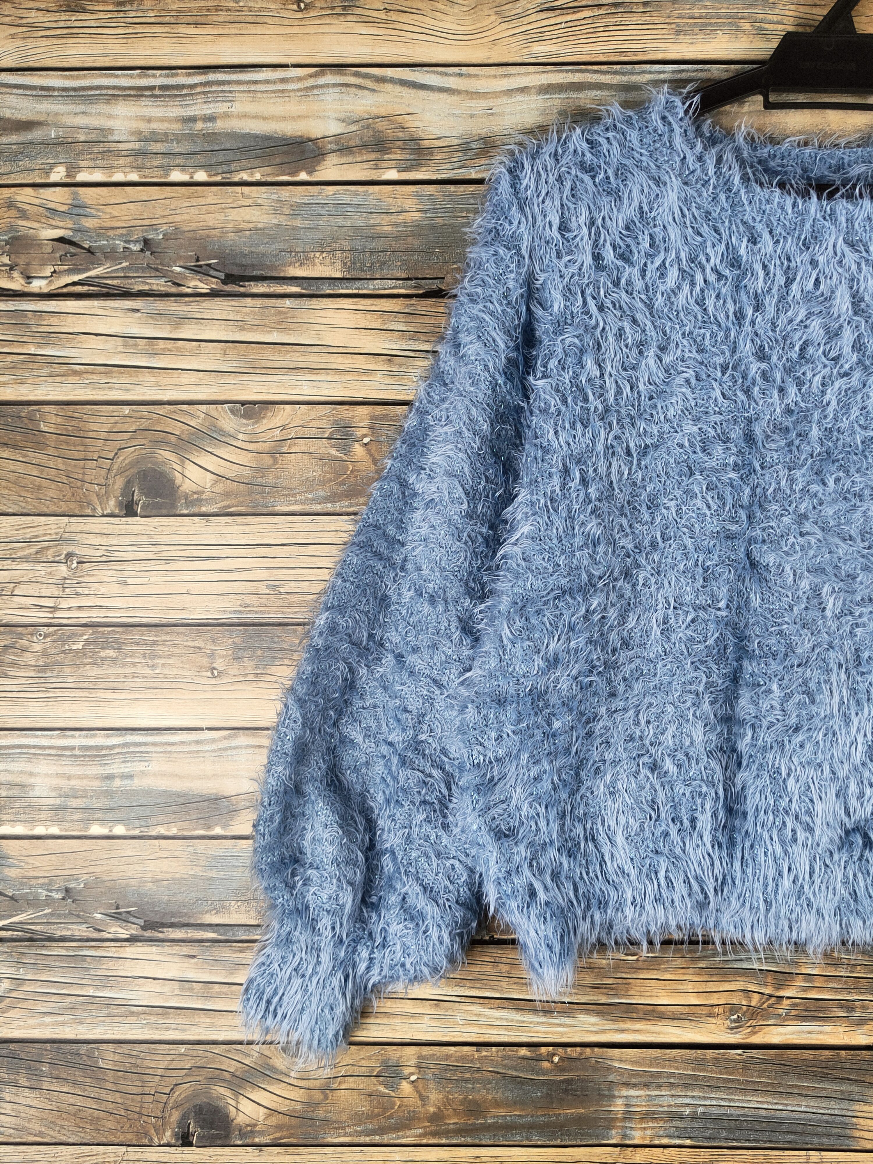 Japanese Brand Dl GU Blue Fur Mohair Knitwear #46-459 Size M / US 6-8 / IT 42-44 - 3 Thumbnail