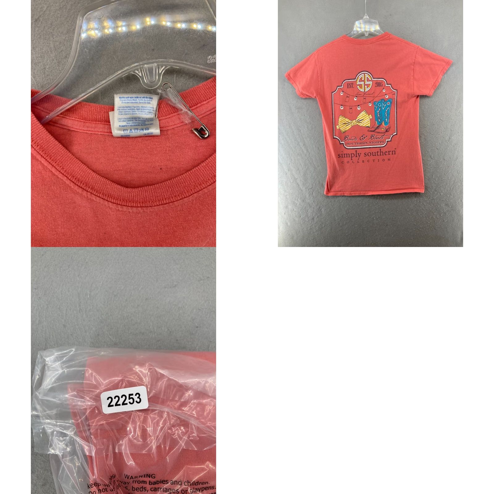 Pinko Simply Southern T-Shirt Womens Large Pink Bows and Boots Short Sleeve Cap Sleeve Crew Neck Cotton Size L / US 10 / IT 46 - 8 Thumbnail
