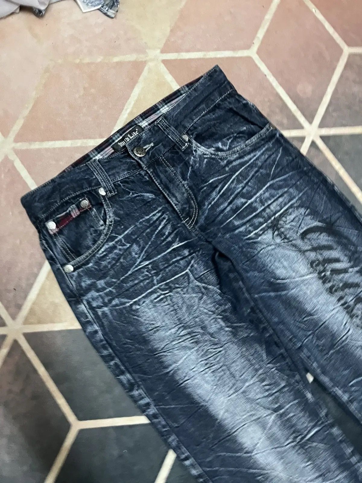 Japanese Brand Skullbones Japanese Brand Crazy Faded Jeans Size US 31 - 6 Thumbnail