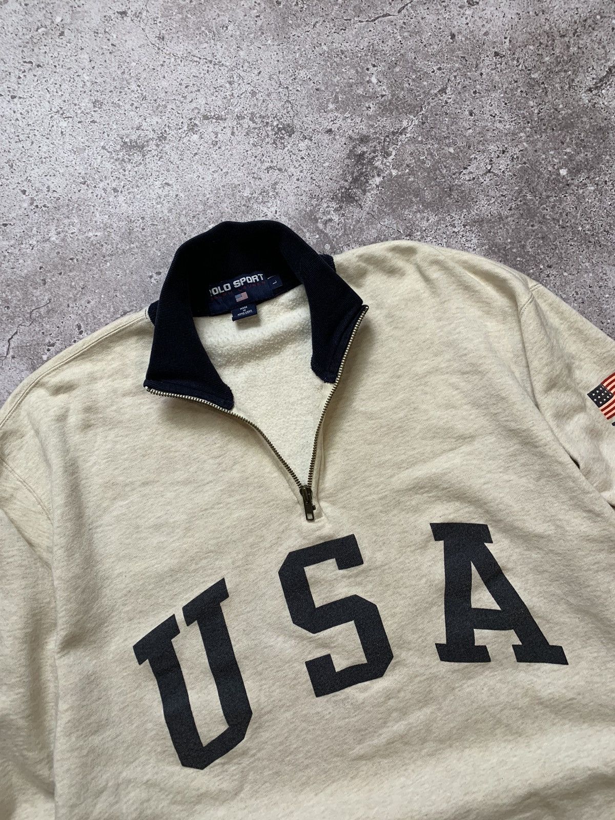 Lo Life × Polo Ralph Lauren × Ralph Lauren Sport Vintage 90s Polo Ralph Lauren USA Flag logo sweatshirt Size US L / EU 52-54 / 3 - 2 Thumbnail