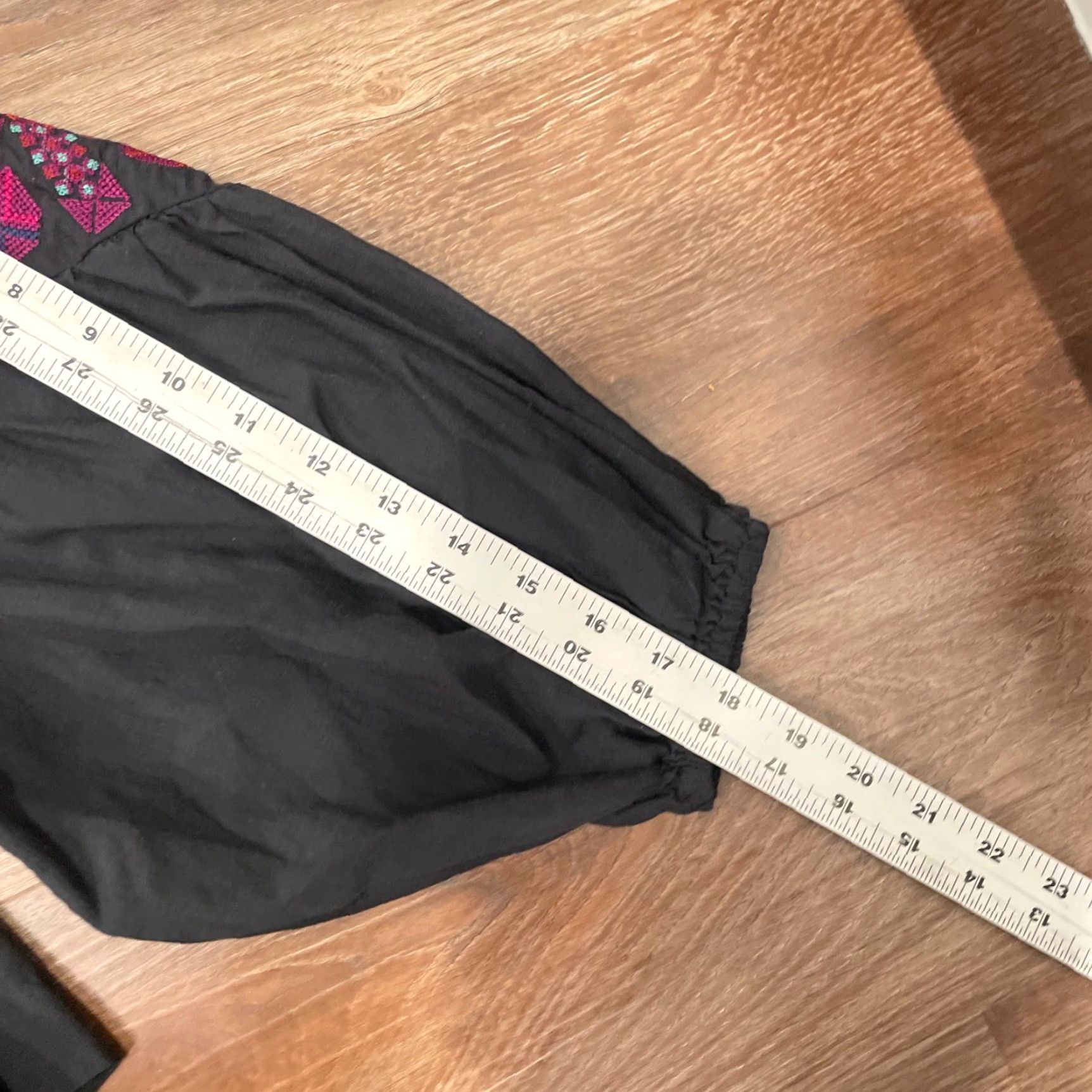 Free People Free People Black Embroidered Off Shoulder Boho Blouse XS Long Sleeve Tassel Shirt Women XS Black Embroidered Tassel Bohemian Blouse Size XS / US 0-2 / IT 36-38 - 6 Thumbnail