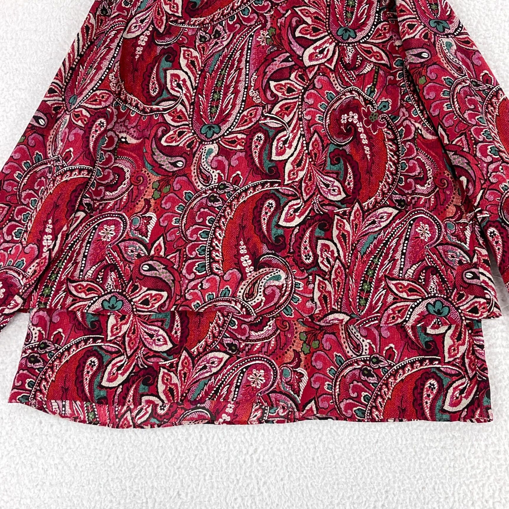 J. Jill J. Jill Shirt Women Large Red Paisley Print Tiered Long Sleeve Round Neck Casual Size L / US 10 / IT 46 - 5 Thumbnail